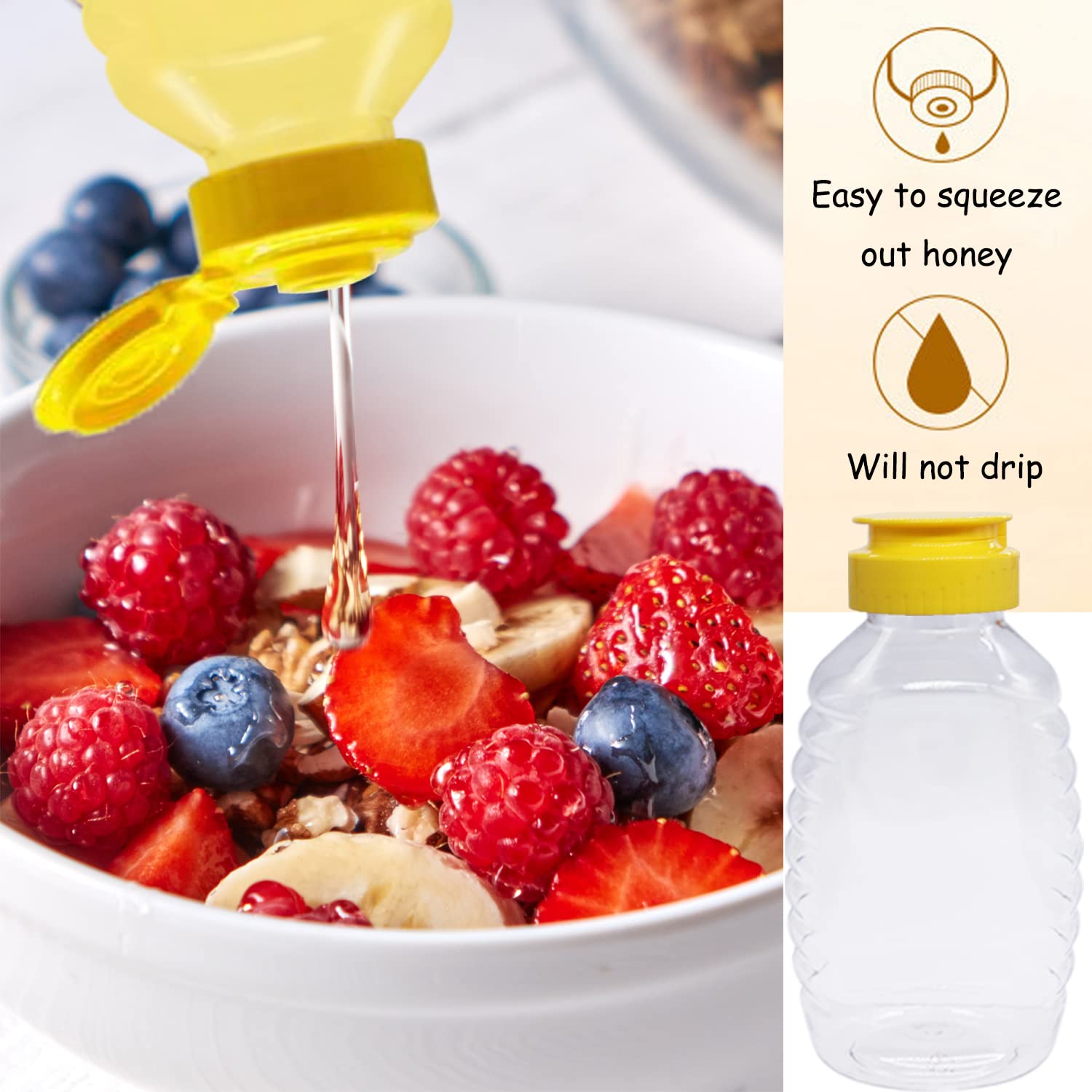Qiuttnqn 16 Pack 8Oz Clear Plastic Honey Bottles,Squeeze Honey Bottle Container Holder With Flip Lid For Storing And Dispensing,