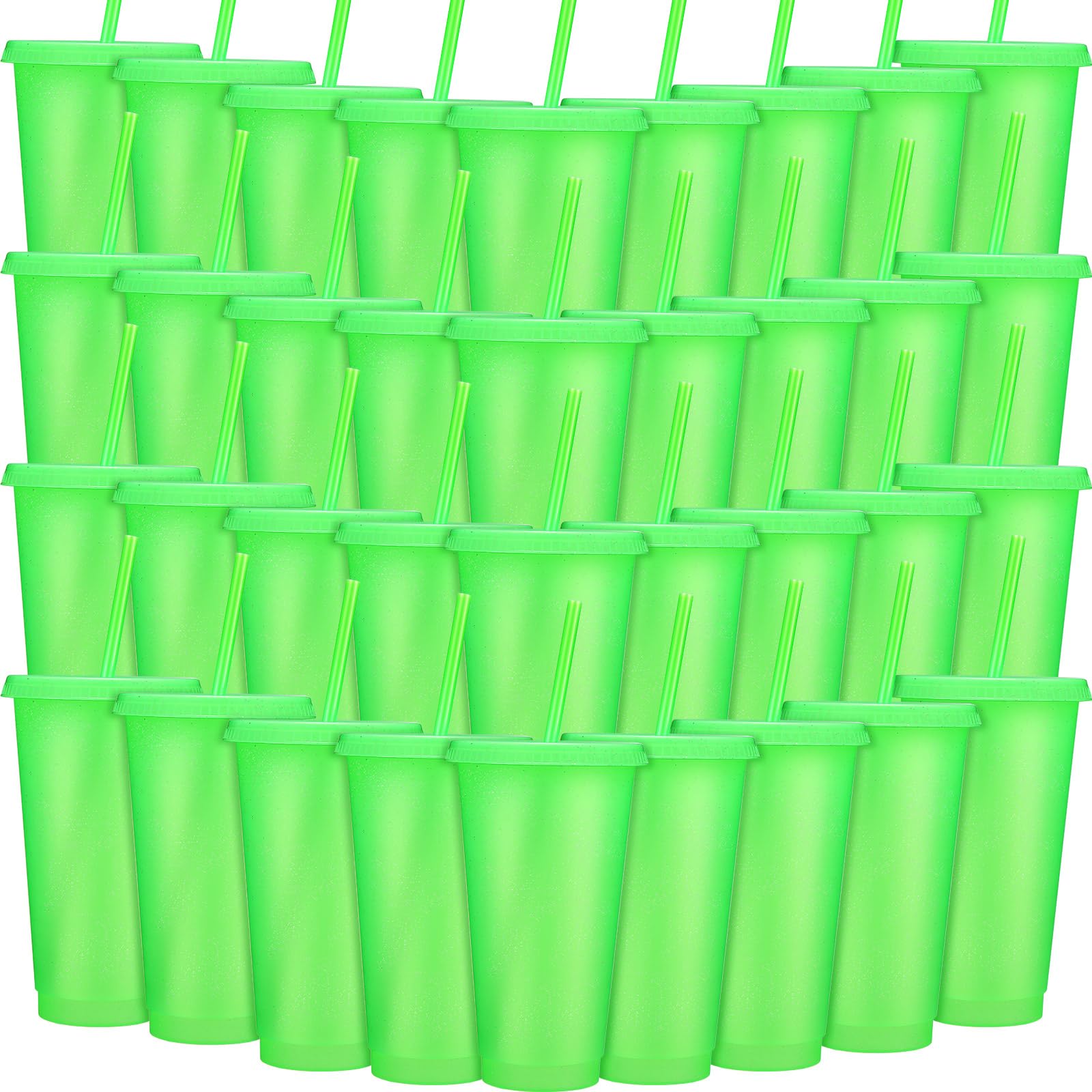 Honeydak 60 Pack Tumbler with Straw and Lid Bulk Cups for Gifts Glitter Plastic Coffee Cups 24-27 oz Reusable Water Bottle Iced 