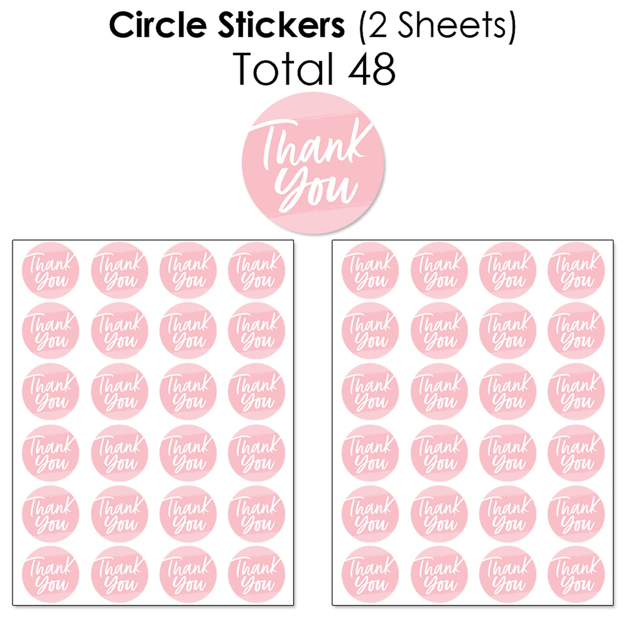 Big Dot Of Happiness Pink Elegantly Simple - Mini Candy Bar Wrappers, Round Candy Stickers And Circle Stickers - Guest Party Fav