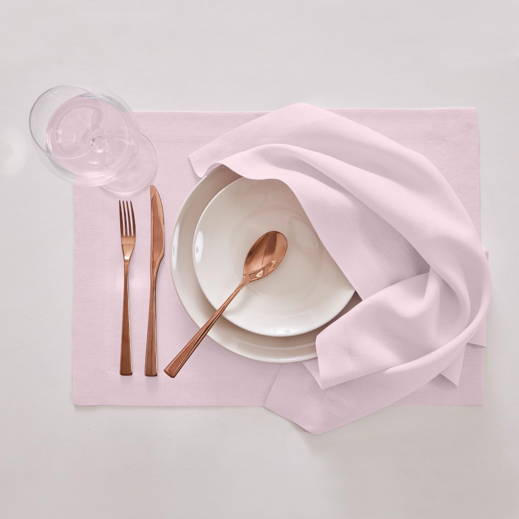 Solino Home Linen Placemats 19'' L X 14'' W Inch - 100% Pure Linen Ice Lilac Cloth Placemats Set Of 4 - Sonoma, Washable Fabric