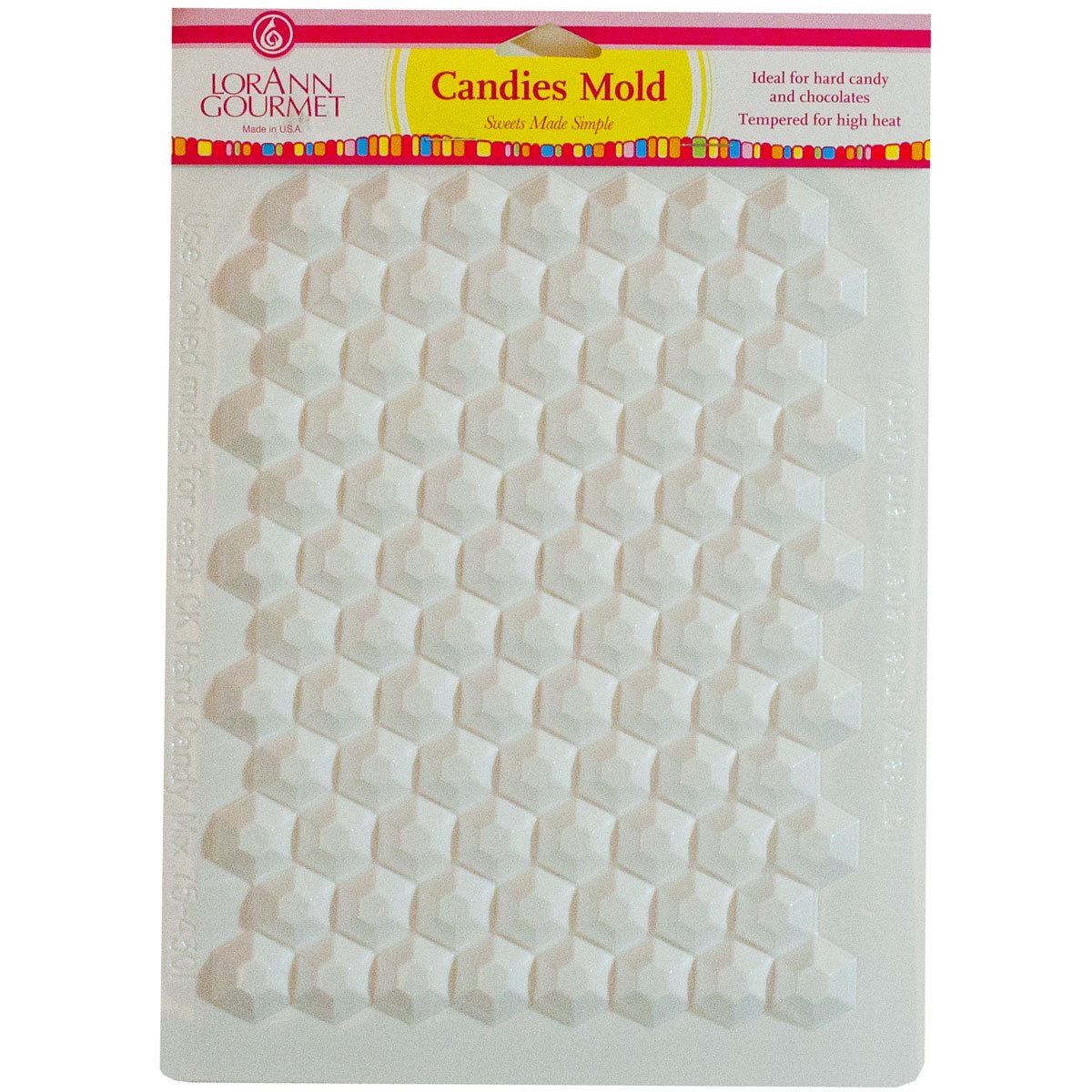 Lorann Hard Candy Making Mold Gems Set - Includes Jewels, Break Apart Hexagon, And Break-Apart Rectangle