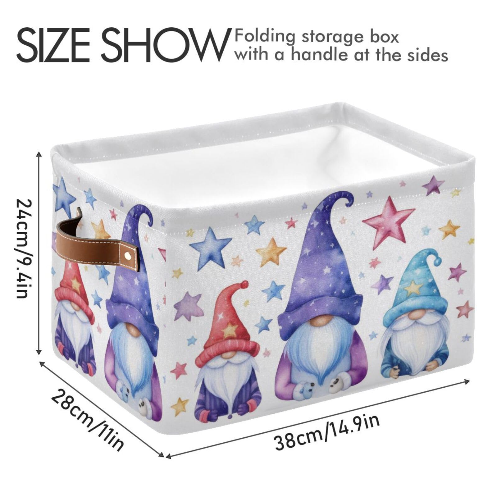 Xigua Christmas Decoration Storage Basket Santa Collapsible Toy Storage Bins Waterproof Canvas Storage Basket With Leather Handl