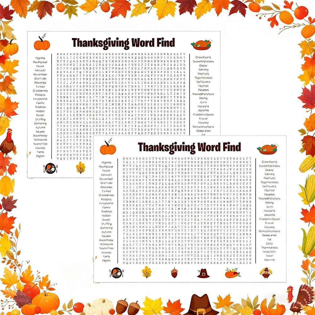 BLOCKv Giant Thanksgiving & Christmas Word Search Poster - Jumbo 36x24 Holiday Wall Puzzle Game for Family, Kids & Classroom, Fu