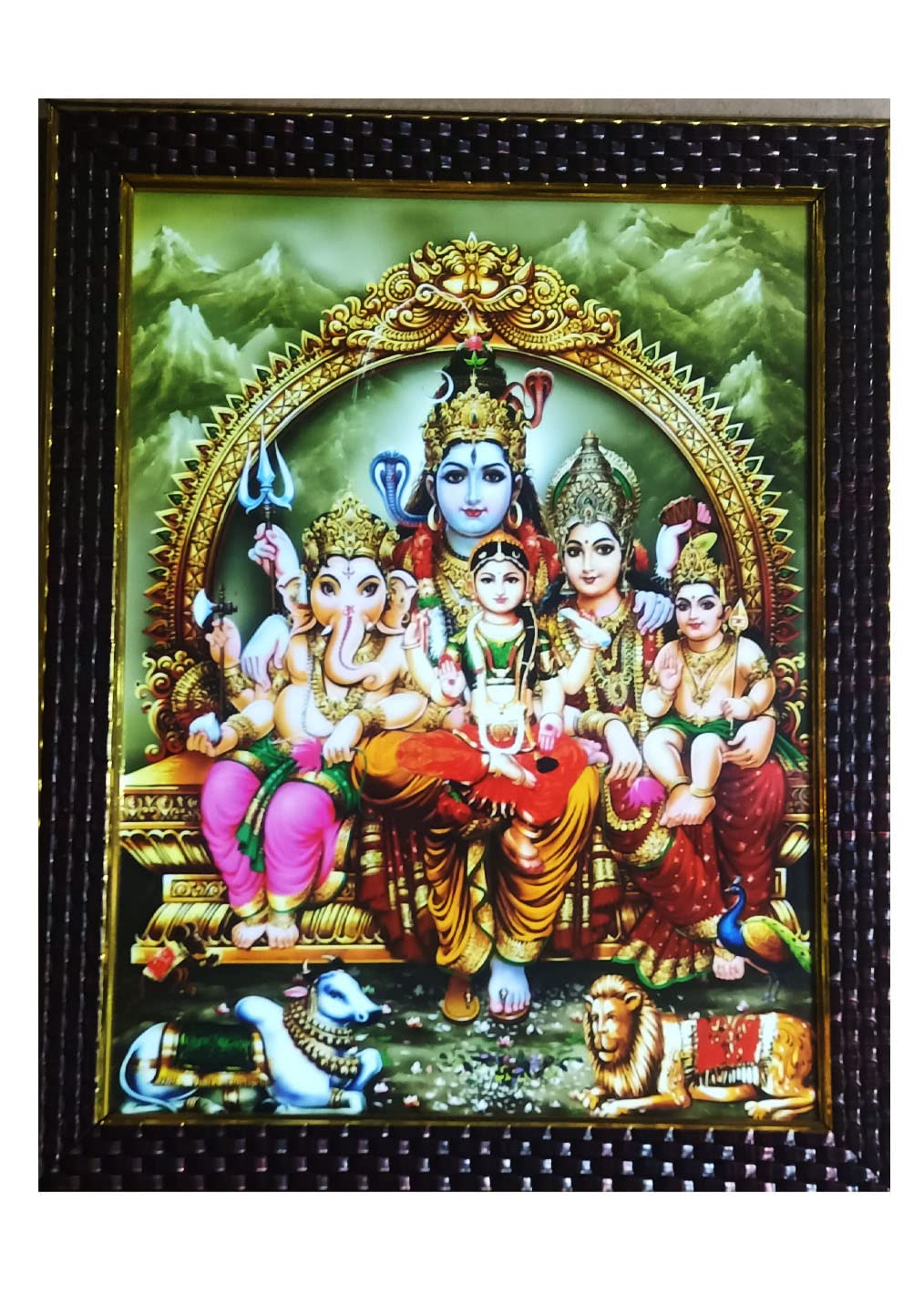Shiva Family Photo Frame ,Wood, Wall Mount,Brown