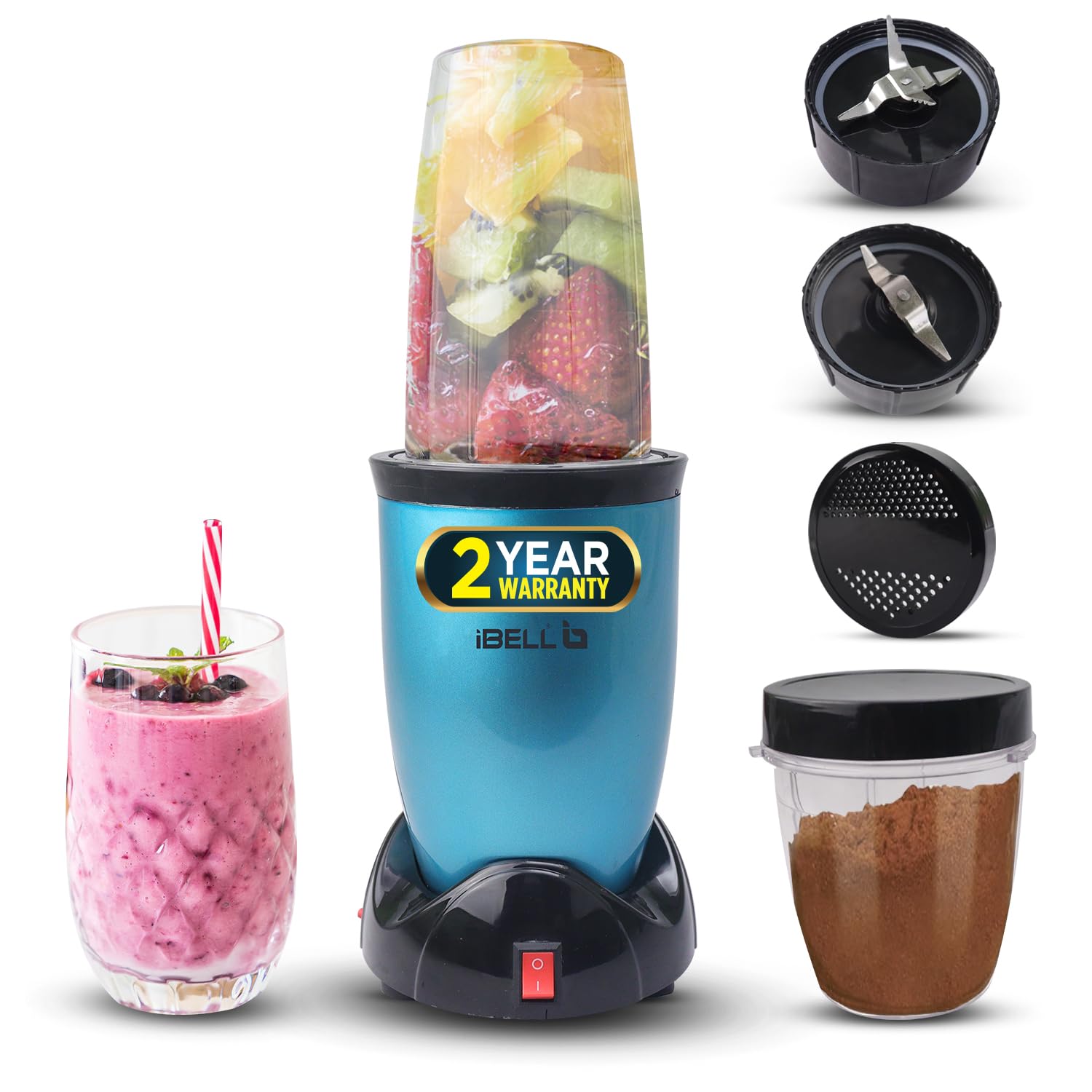 Ibell Nb50 Nutri Blender Mixer Grinder - Smoothie Maker, 550Watts, 22000Rpm, 100% Copper Motor With 2 Unbreakable Jars, 2 Ss Bla