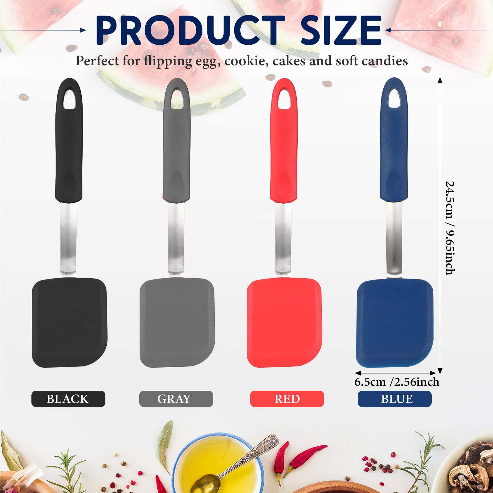 Gejoy 4 Pcs Silicone Cookie Spatula Turner Mini Brownie Spatula Flexible Silicone Spatulas Nonstick Cookware Heat Resistant No S