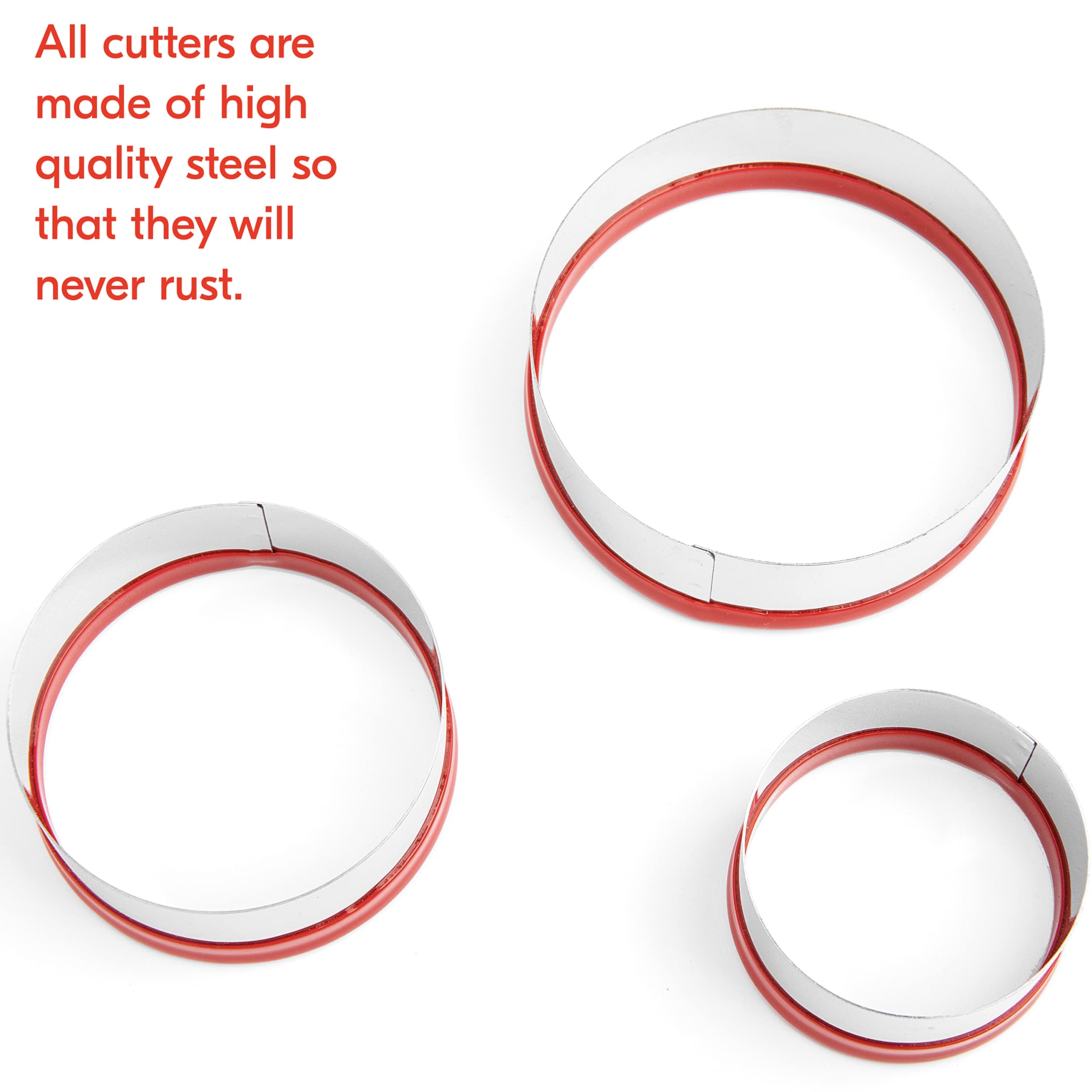 3Pcs Round Cookie Cutters 3'', 4'', 5'', Circle Biscuit Cutter, Large Cookie Cutters, Small Cake Cutter, Dough Cutter, Unique De