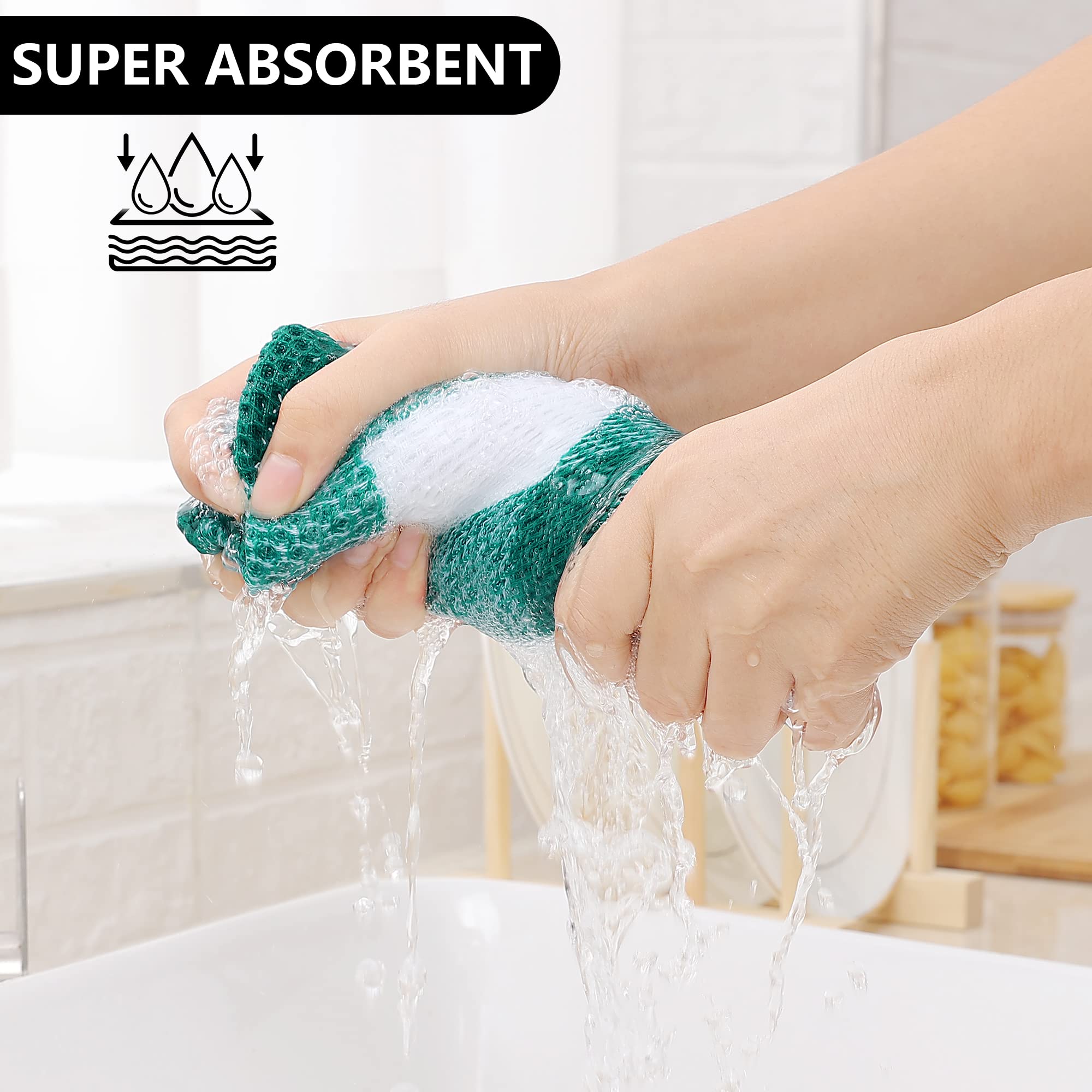 Homaxy 100% Cotton Waffle Weave Check Plaid Dish Cloths, 12 X 12 Inches, Super Soft And Absorbent Dish Towels Quick Drying Dish