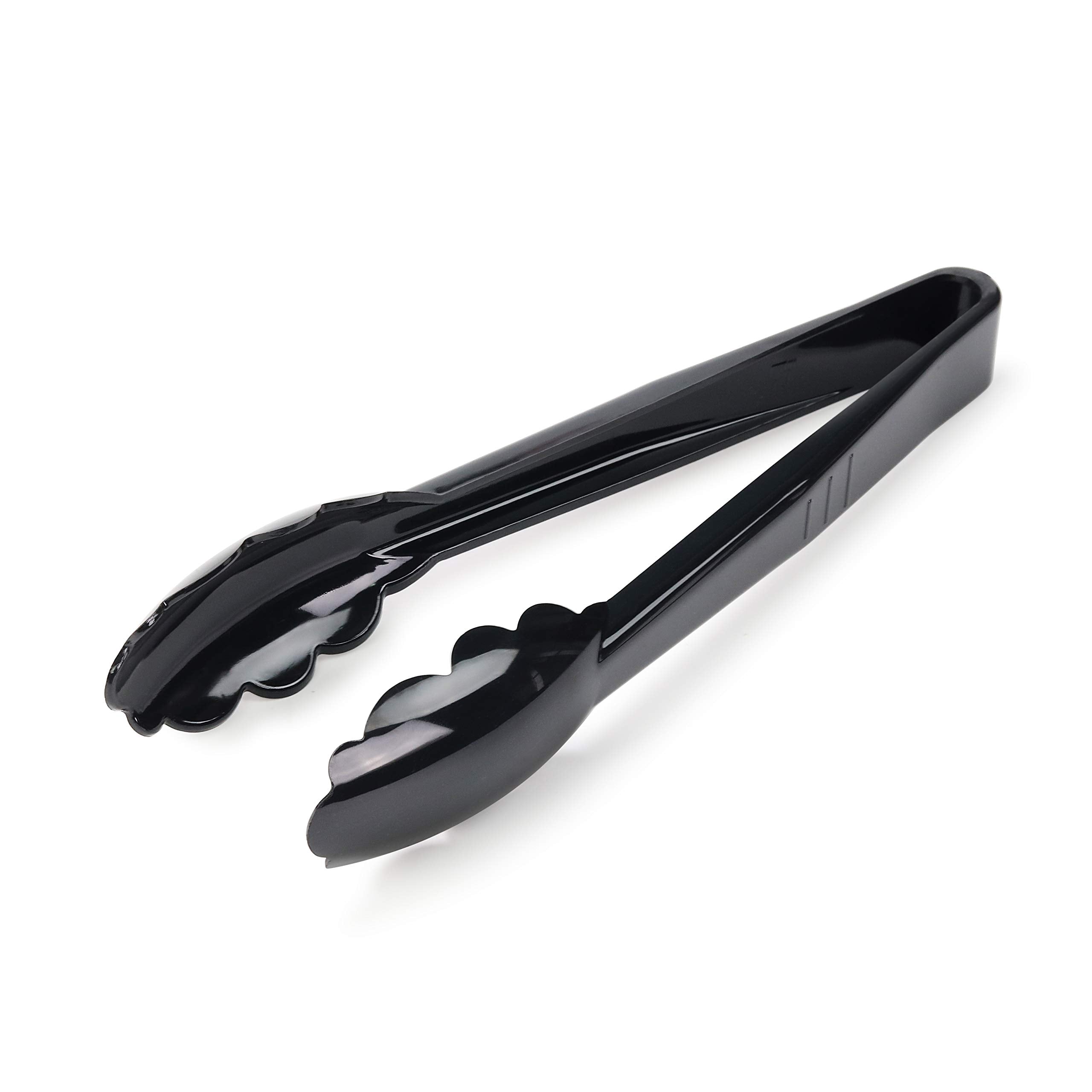 New Star Foodservice 35636 Utility Tong, High Heat Plastic, Scalloped, 9 Inch, Set Of 12, Black