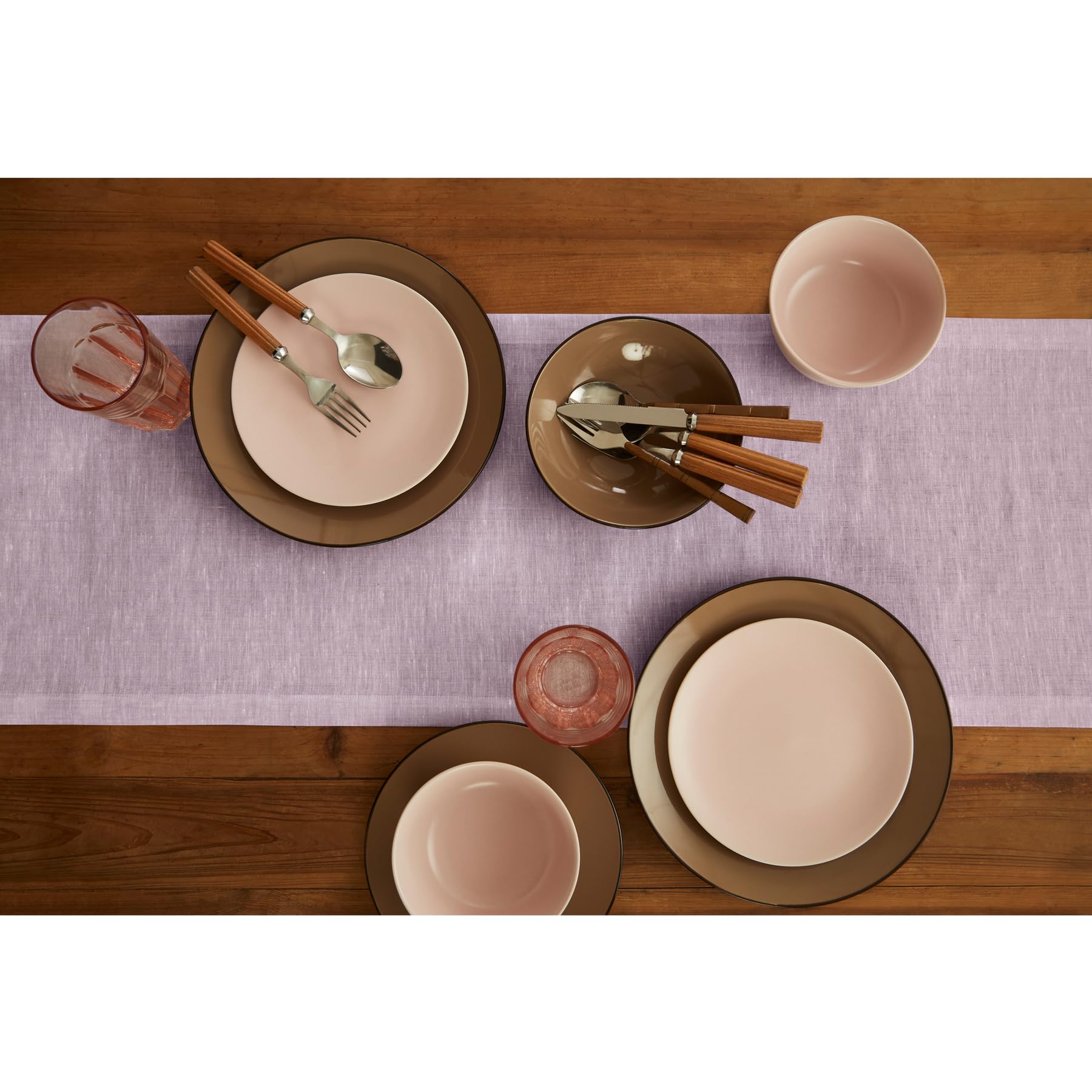 Solino Home Linen Chambray Lavender Table Runner 90 Inches Long - Athena, 100% Pure Linen Dining Table Runner 14 x 90 Inch - Tha