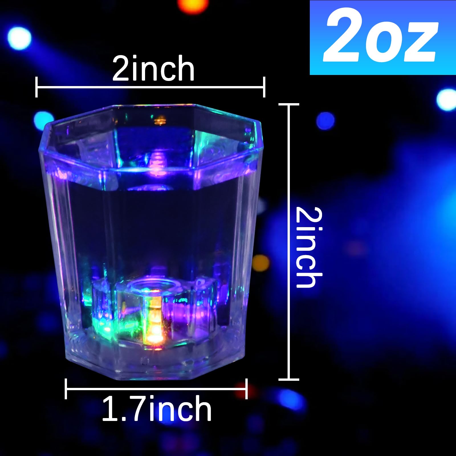 24 PCS Light Up Shot Glasses for Adults Guests Kids Glow in the Dark Birthday Led Shot Glass Glowing Party Cups for Night Club Christmas Halloween