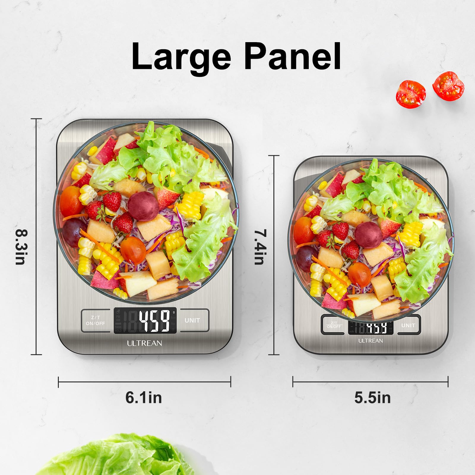 Ultrean Food Scale, 33lb Digital Kitchen Scale for Food Ounces Grams, 304 Stainless Steel, Type-C Charging and Batteries, Perfec