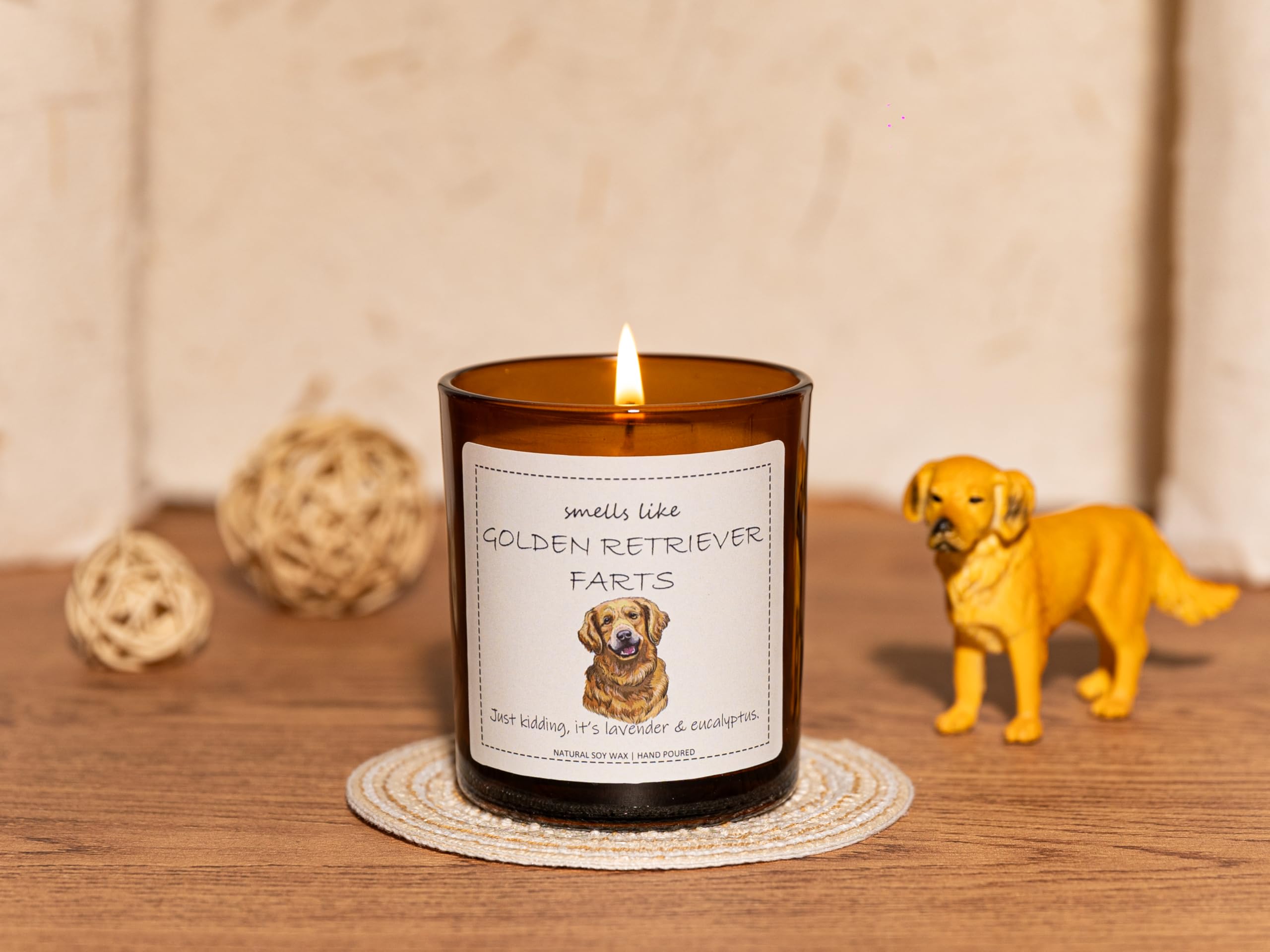 Golden Retriever Gifts & Decor,Dog Mom Gifts, Smells Like Golden Retriever Farts Candle - Lavender & Eucalyptus, Crafted by Natu