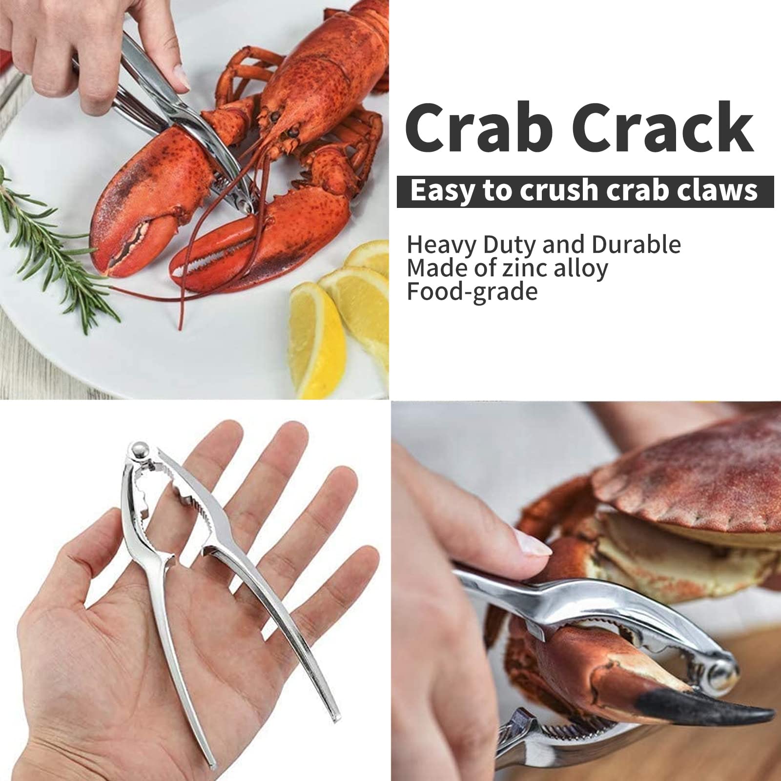 Luvan 33 Pcs Crab Crackers And Tools Set With 4 Crab Leg Crackers, 4 Crab Forks, 4 Lobster Shellers, 4 Butter Warmers, 1 Seafood