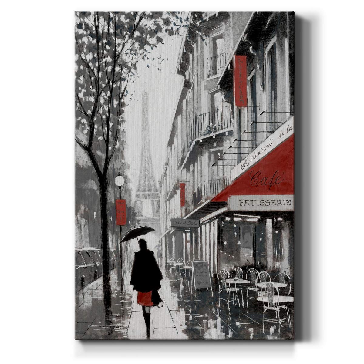 Renditions Gallery Nature Canvas Wall Art Home Paintings & Prints Misty Winter Eiffel View Romantic Modern Canvas Artwork Decora