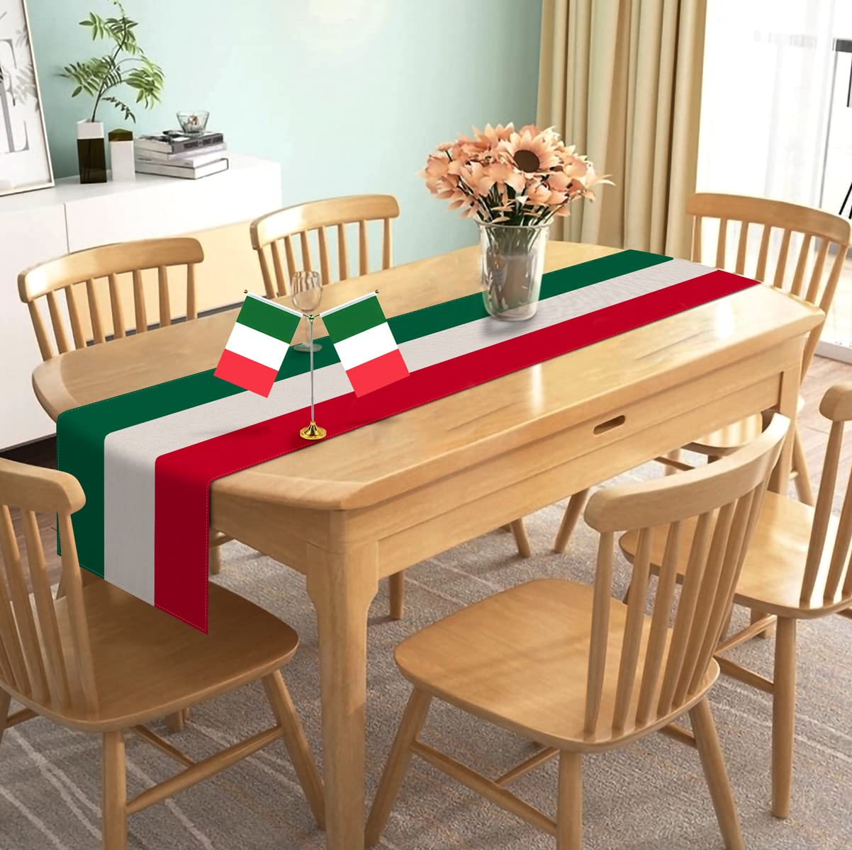 Nepnuser Italy Table Runner for Italian Themed Party Decoration Home Kitchen Dining Room Dinner Linen Table Decor (13'' x 72'')