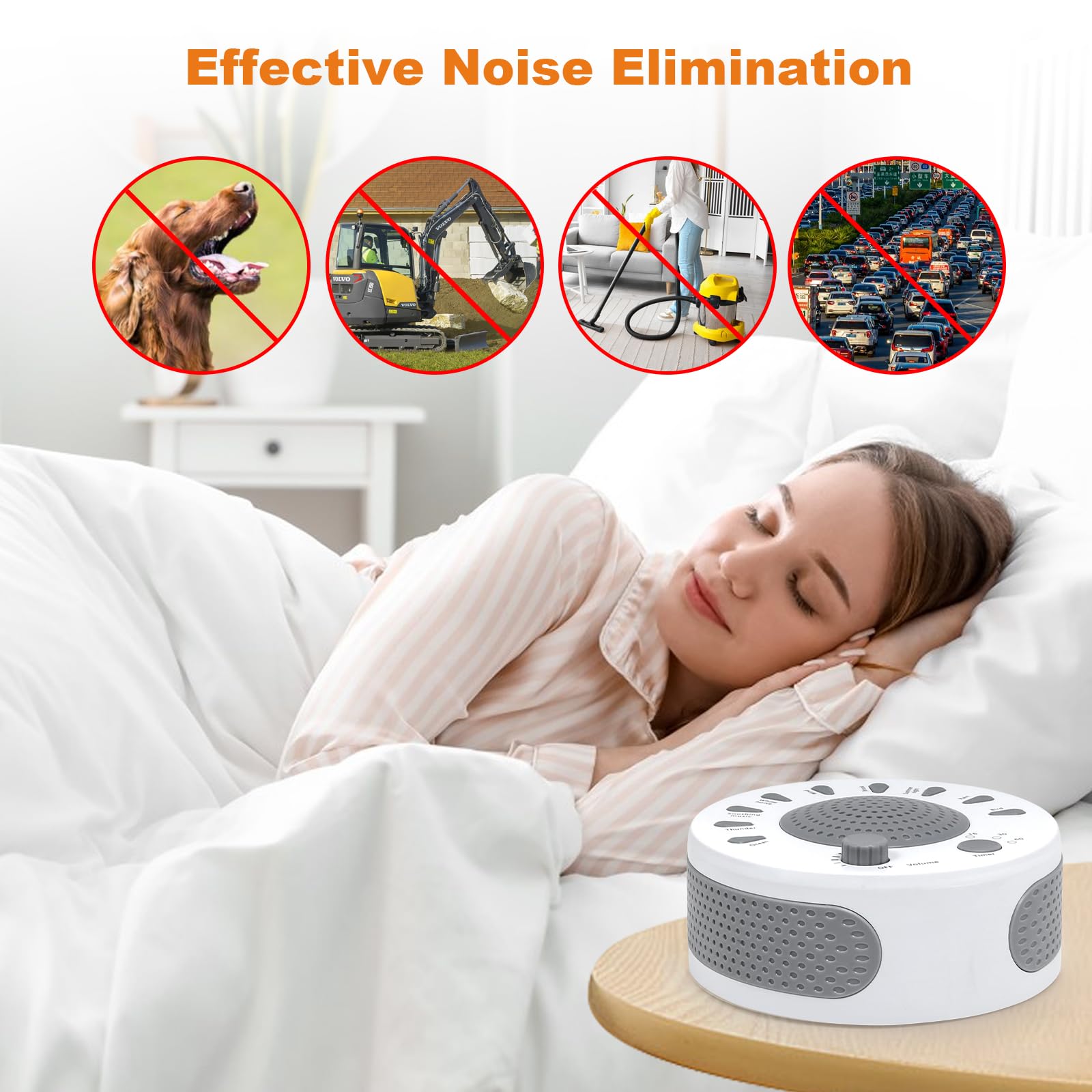 KozyOne White Noise Machine - 27 Natural Sounds, Sleep Therapy, 1 Count, White, Model BD16051