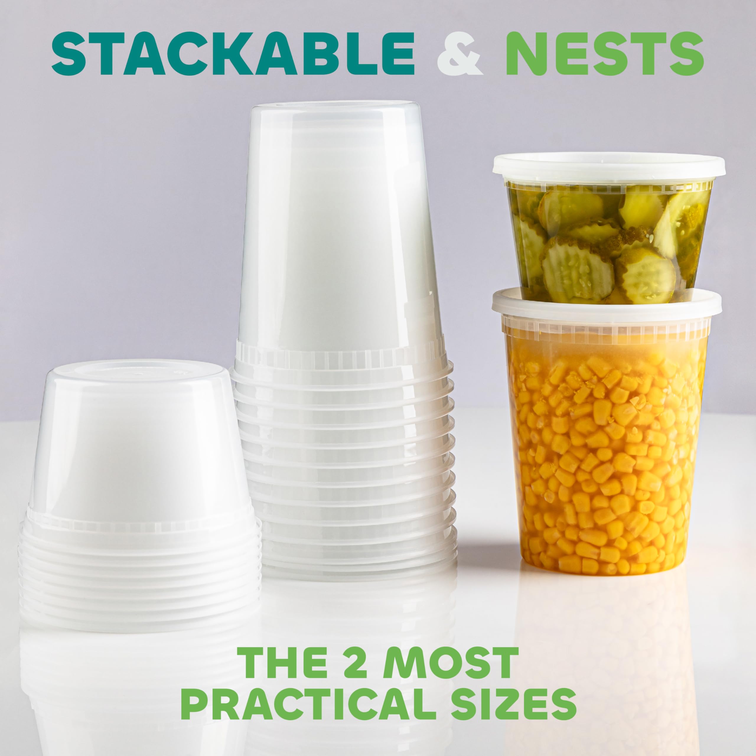 Joyserve Deli Food Containers With 54 Lids - (48 Sets) 24-32 Oz Quart Size & 24-16 Oz Pint Size For Airtight Takeout Meal Prep S