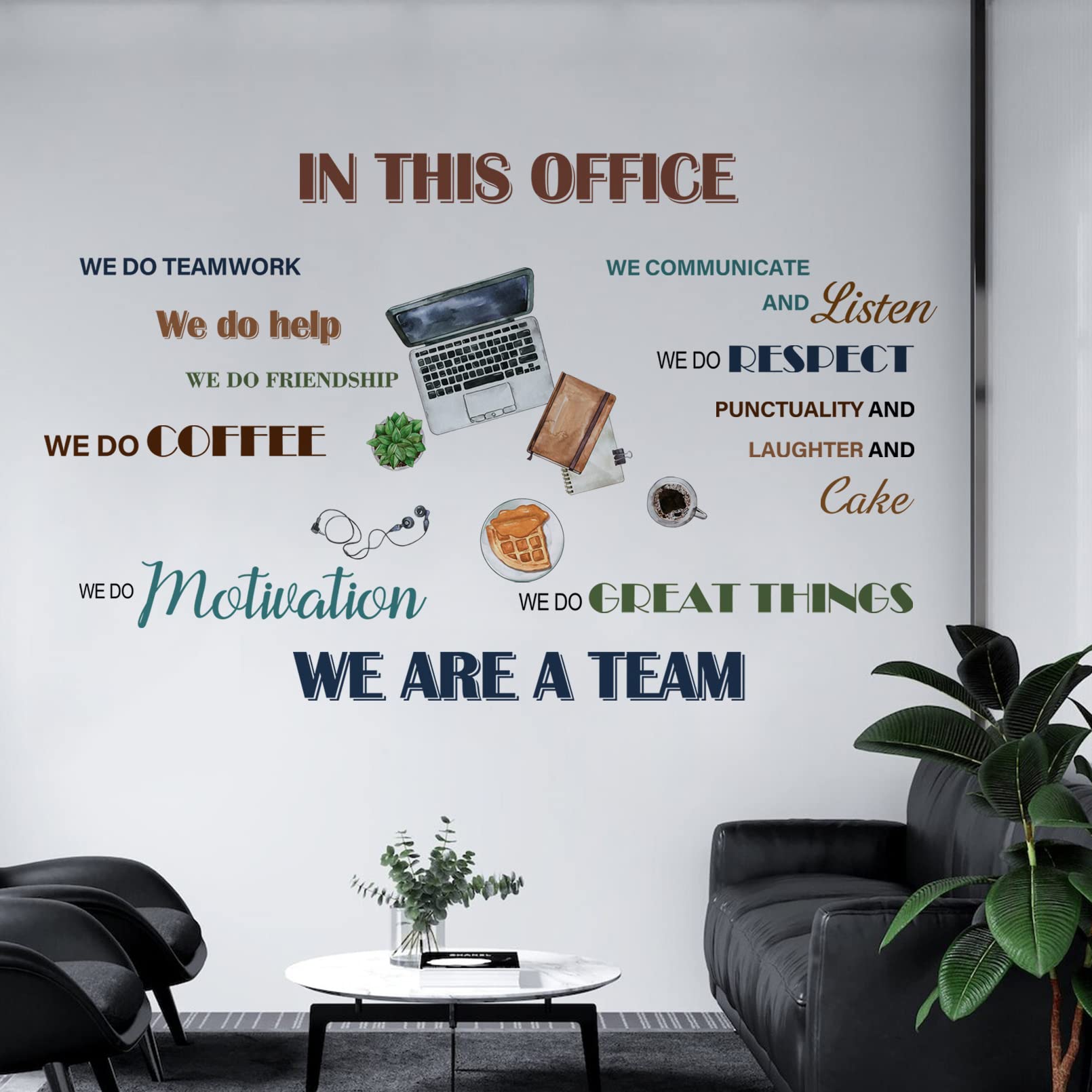 Mfault Office Inspirational Quotes Positive Sayings Peel Stick Wall Decals Stickers, Colorful Motivational Lettering Teamwork De