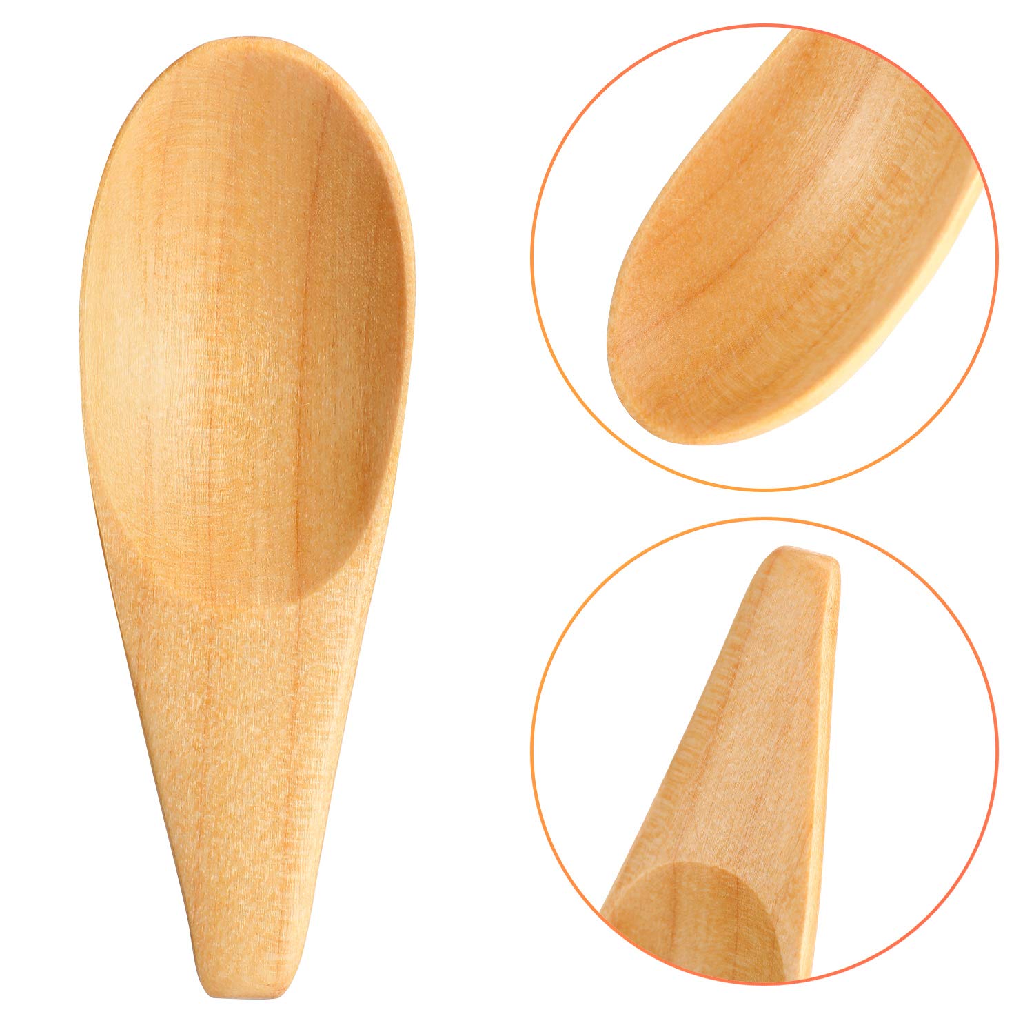 10 Pieces Wooden Scoop Solid Wood Condiment Spoon Mini Wood Spoon With Short Handle For Loose Tea Leaves, Coffee Bean, Candy, Mi