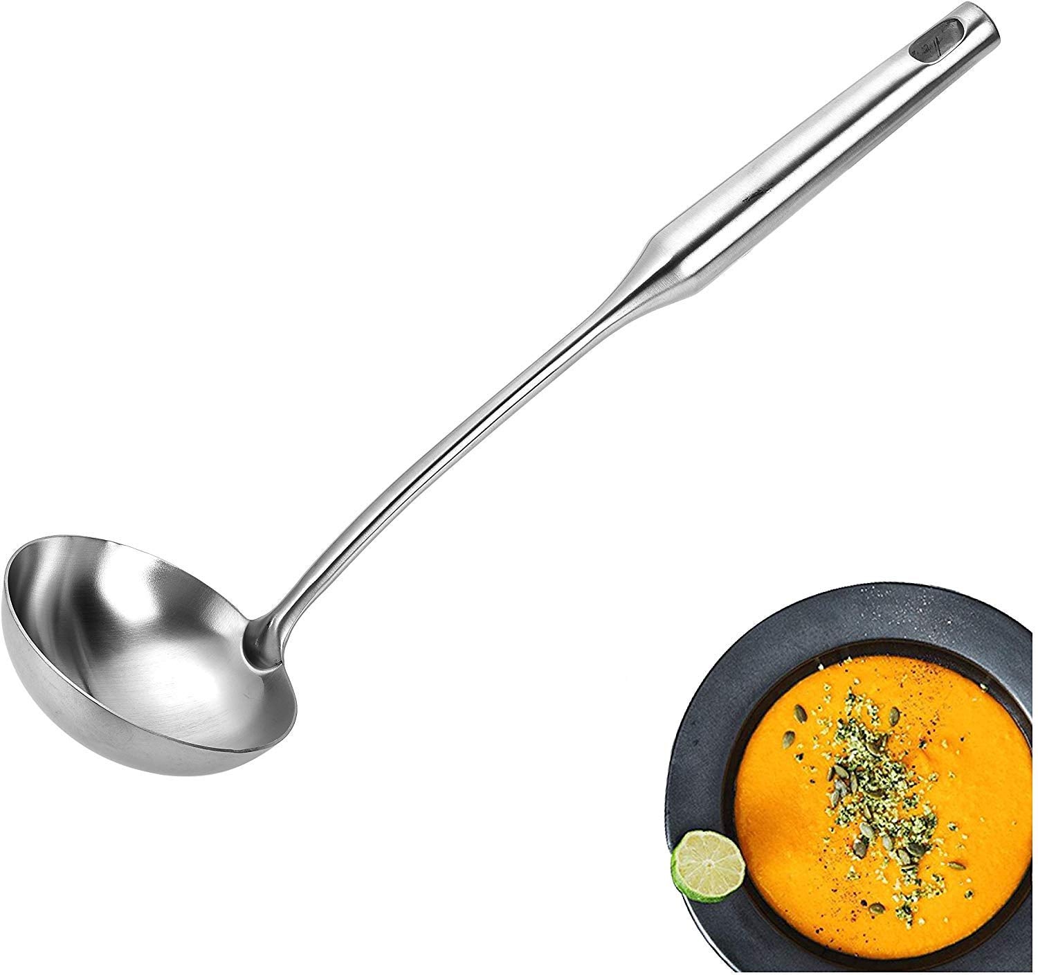 Tbwhl Metal Soup Ladle 304 Stainless Steel Gravy Sauce Ladle With Long Handle For Kitchen 13.4''