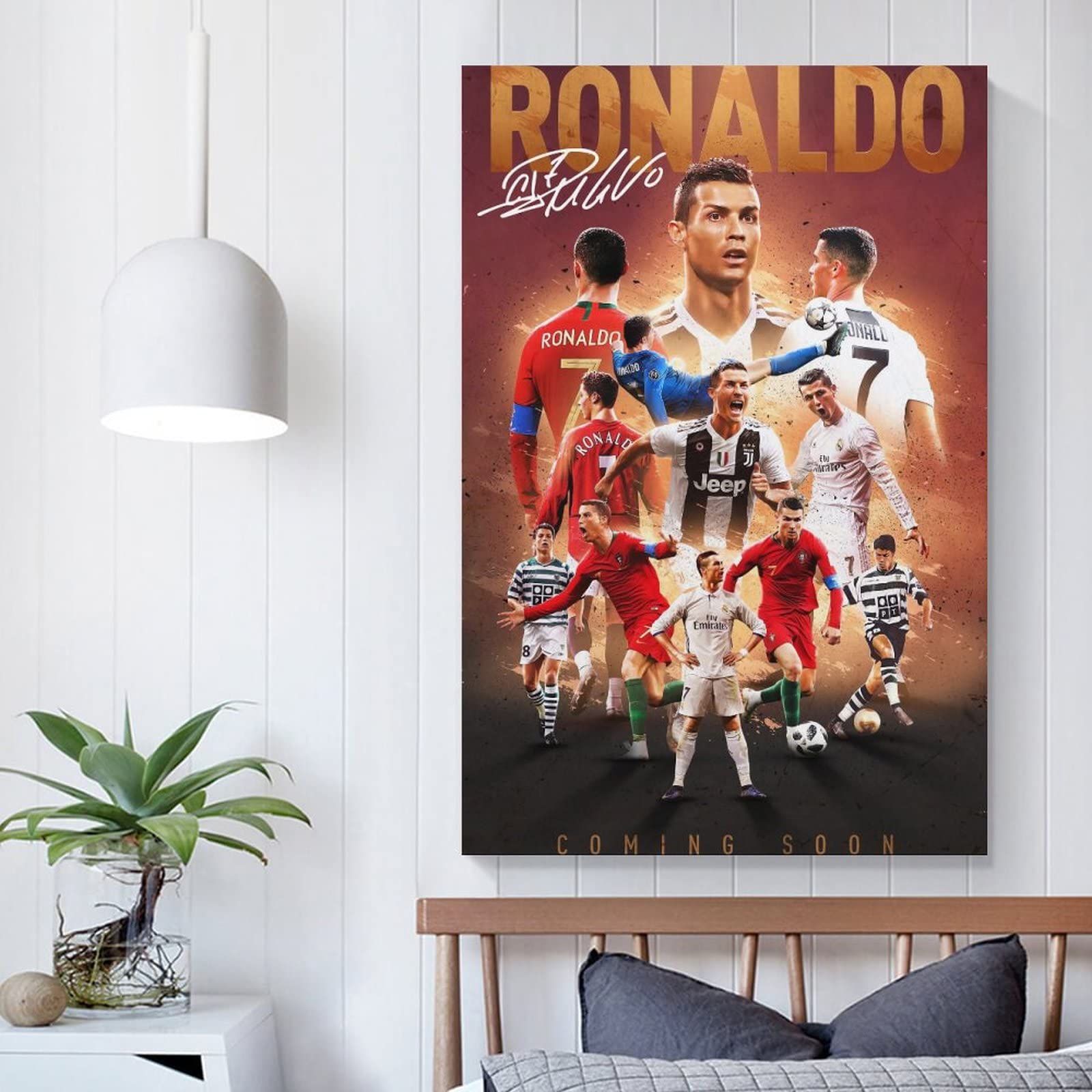 Cristiano Ronaldo Poster 2 Wall Art Canvas Print Poster Home Bathroom Bedroom Office Living Room Decor Canvas Poster Unframe: 12
