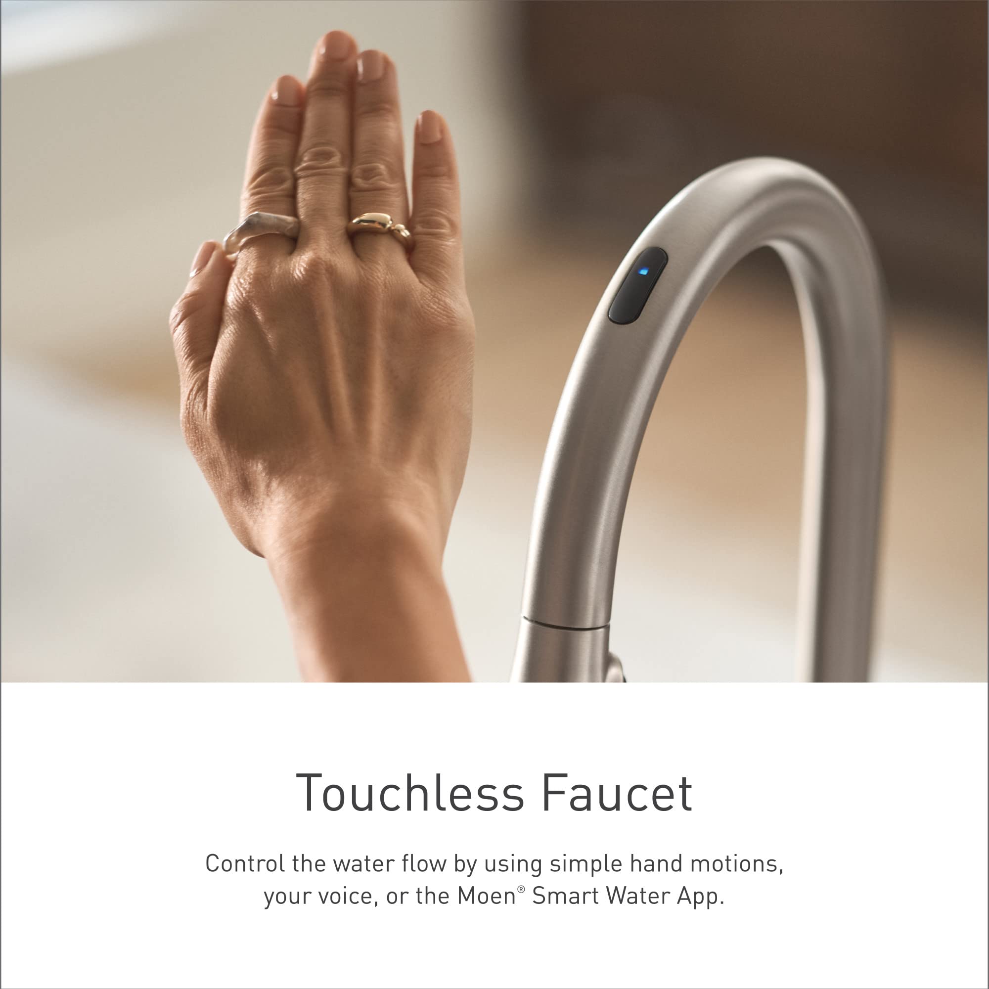 Moen 7565Evbl Align Smart Touchless Pull Down Sprayer Kitchen Faucet With Voice Control And Power Boost, Matte Black