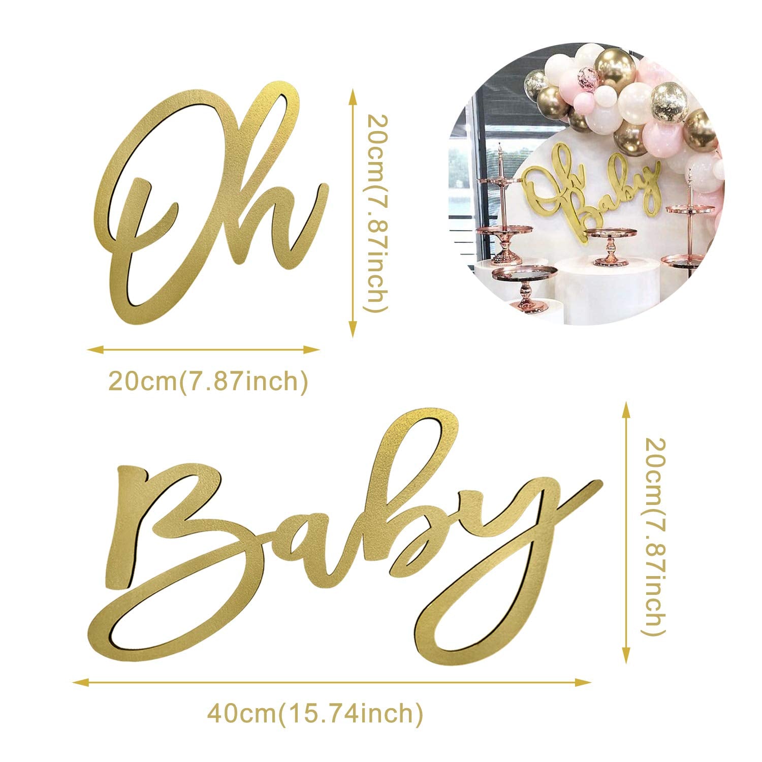 Wooden Baby Shower Sign With Gold Painted, Perfect Party Banner For Baby Shower Boy/Girl Decorations Gender Reveal Backdrop Part