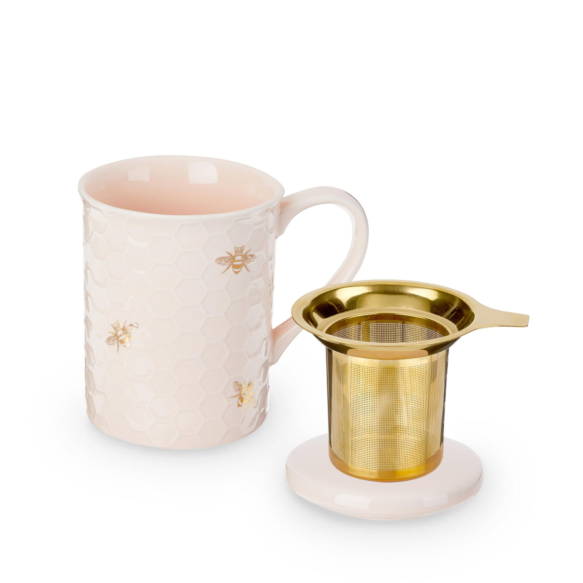 Pinky Up Annette Ceramic Cup With Infuser And Lid Travel Mug For Loose Leaf Teas, Home Office, Camping, Picnic Party, 12 Oz, Set