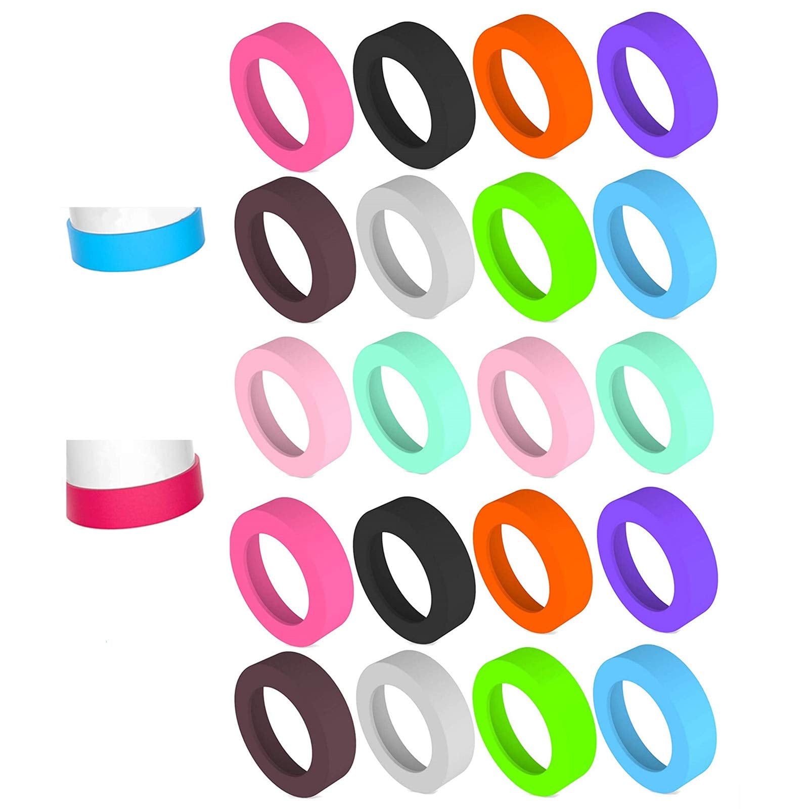 Miao Yuan 20Pcs 65Mm Protective Cup Mat Silicone Sleeve Heat-Resistant Water Bottle Holder Insulation Mat Non-Slip Cup Mug Coast