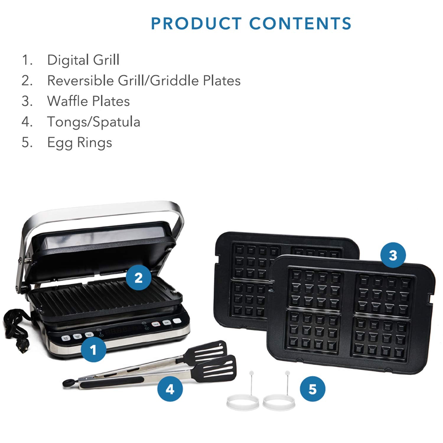 Yedi Total Package 6-In-1 Digital Indoor Grill, Waffle Maker, Panini Press, Griddle, With Deluxe Accessory Kit