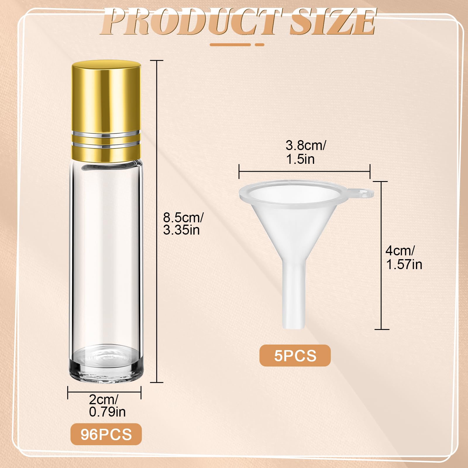 Seewey 96 Pcs Essential Oil Roller Bottles 10Ml Empty Glass Roller Bottles With Stainless Steel Roller Balls Protection Leakproo