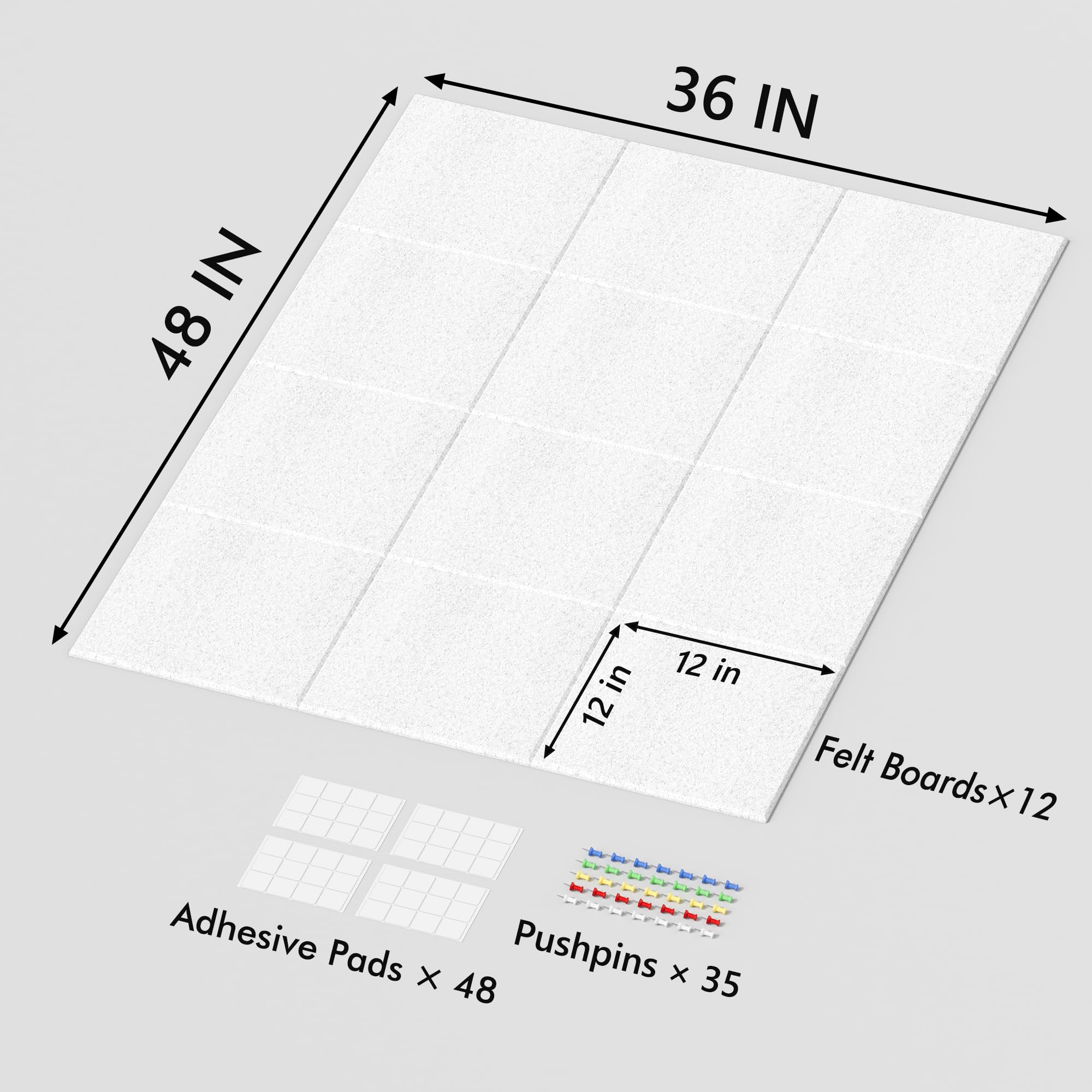 Neatsure Large Cork Board for Wall, 48 x 36 Bulletin Board with Pushpins, 12 Panels Felt Tiles Tack Push Pin Board for Office, S