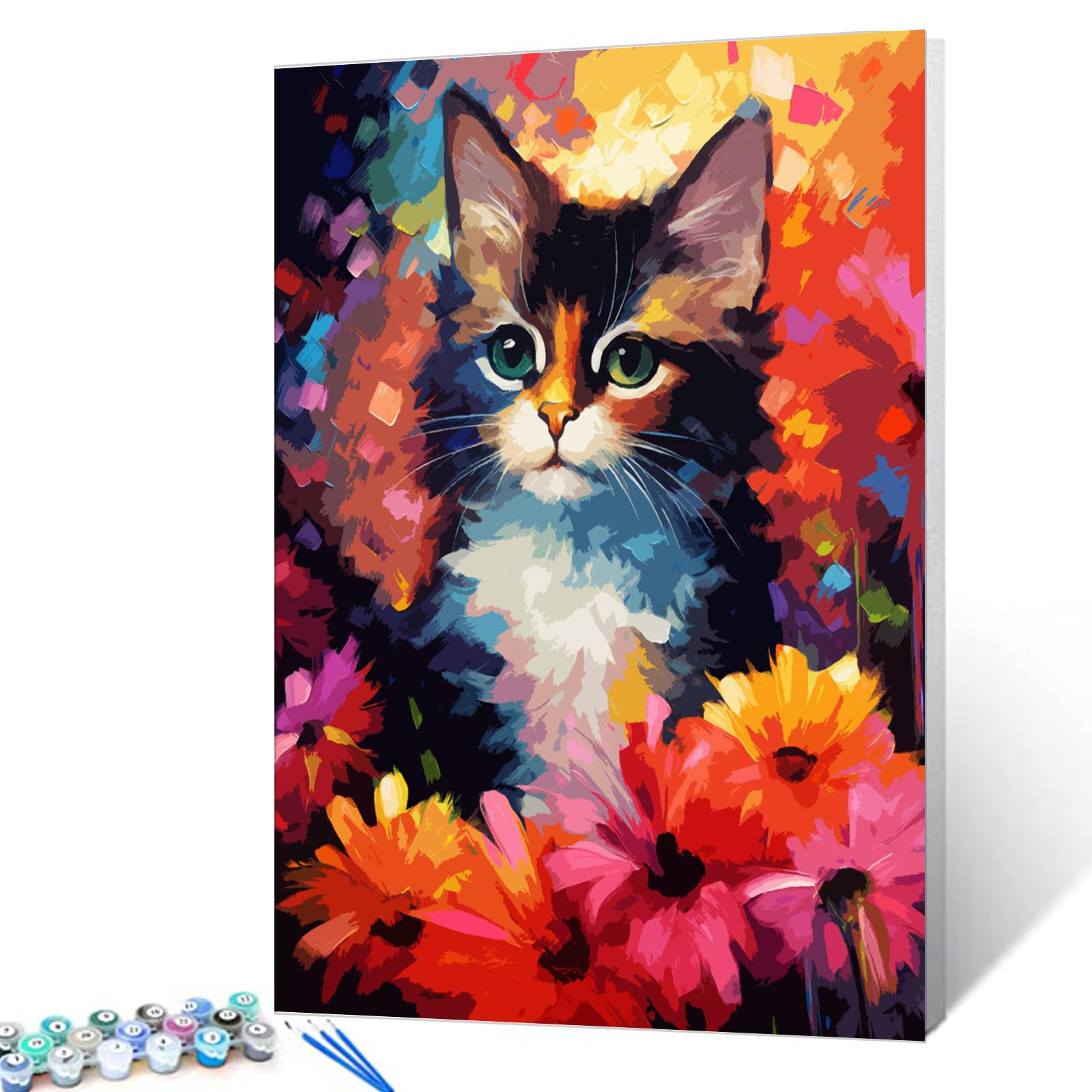 Tucocoo Cute Cat Paint By Number For Adults, Diy Digital Oil Painting Kits On Canvas With Brushes And Acrylic Pigment, Abstract