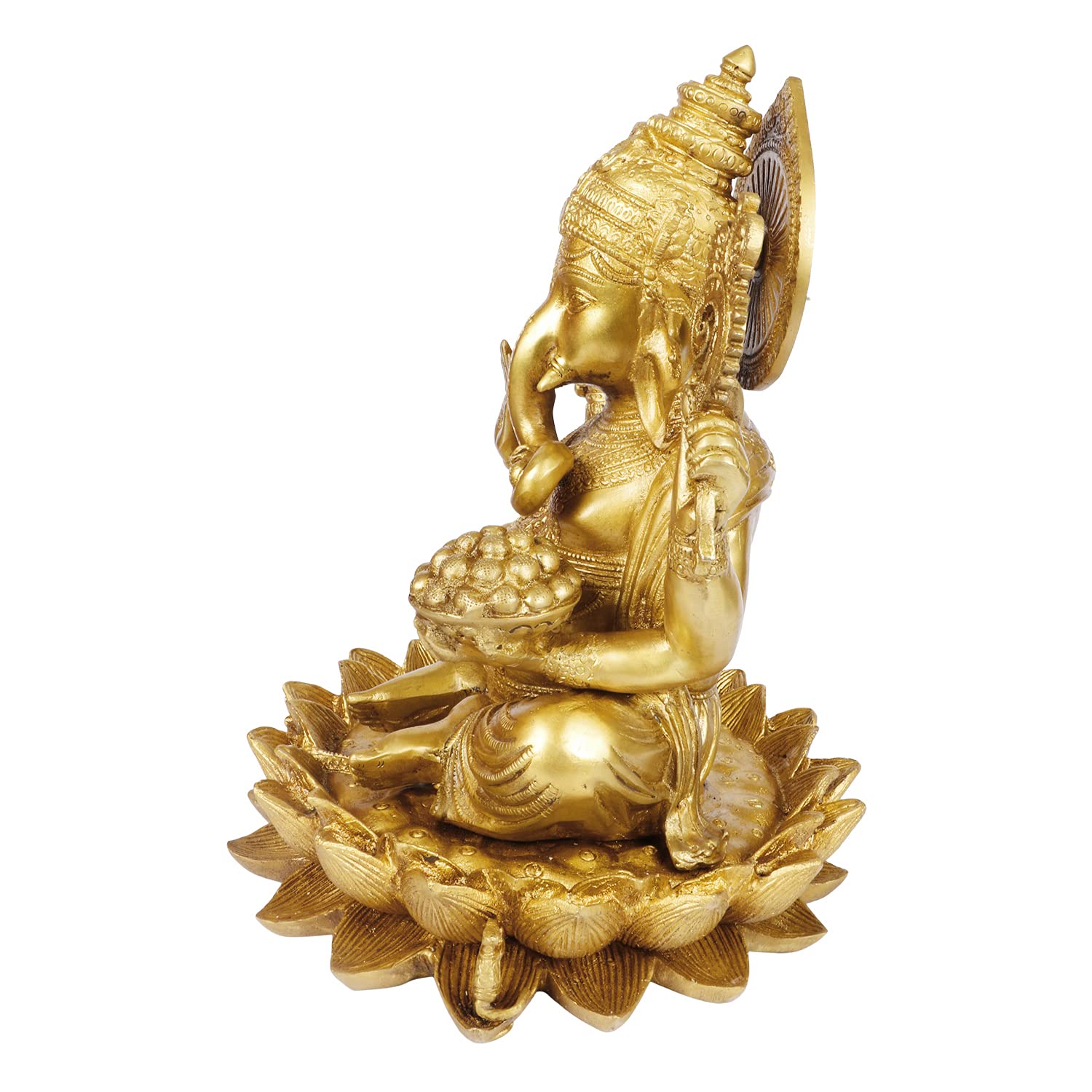 Artvarko Brass Ganesha Sitting On Lotus Flower Base Statue Ganesh Murti For Home Temple Gift Dcor Office Height 11 Inches