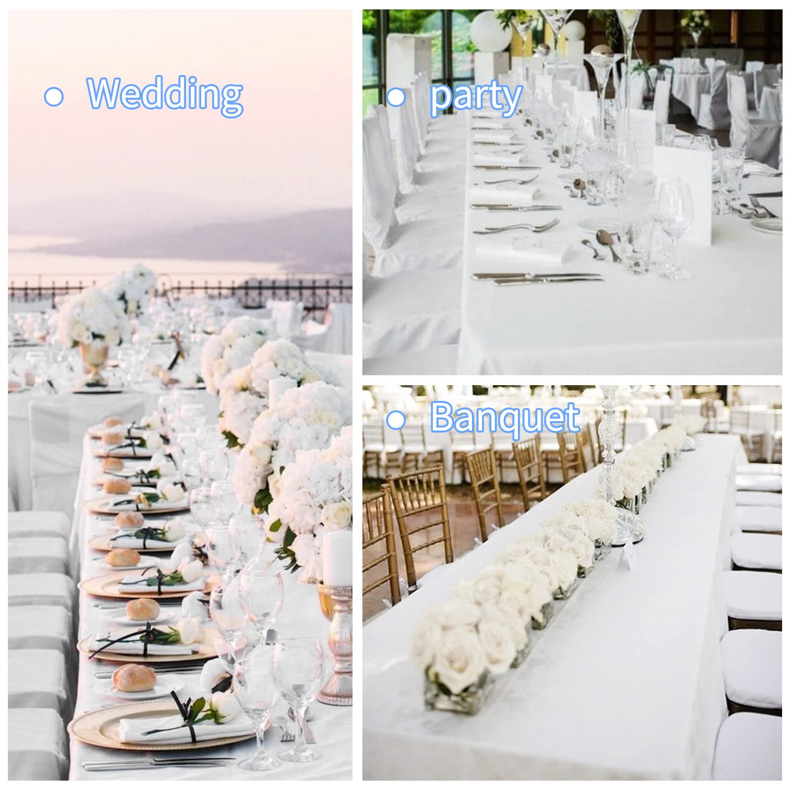 Teruntrue 4 Packs White Polyester Tablecloth For 6 Foot Rectangle Tables,60 X 102 Inch Polyester Fabric Table Cloth,Wrinkle Resi