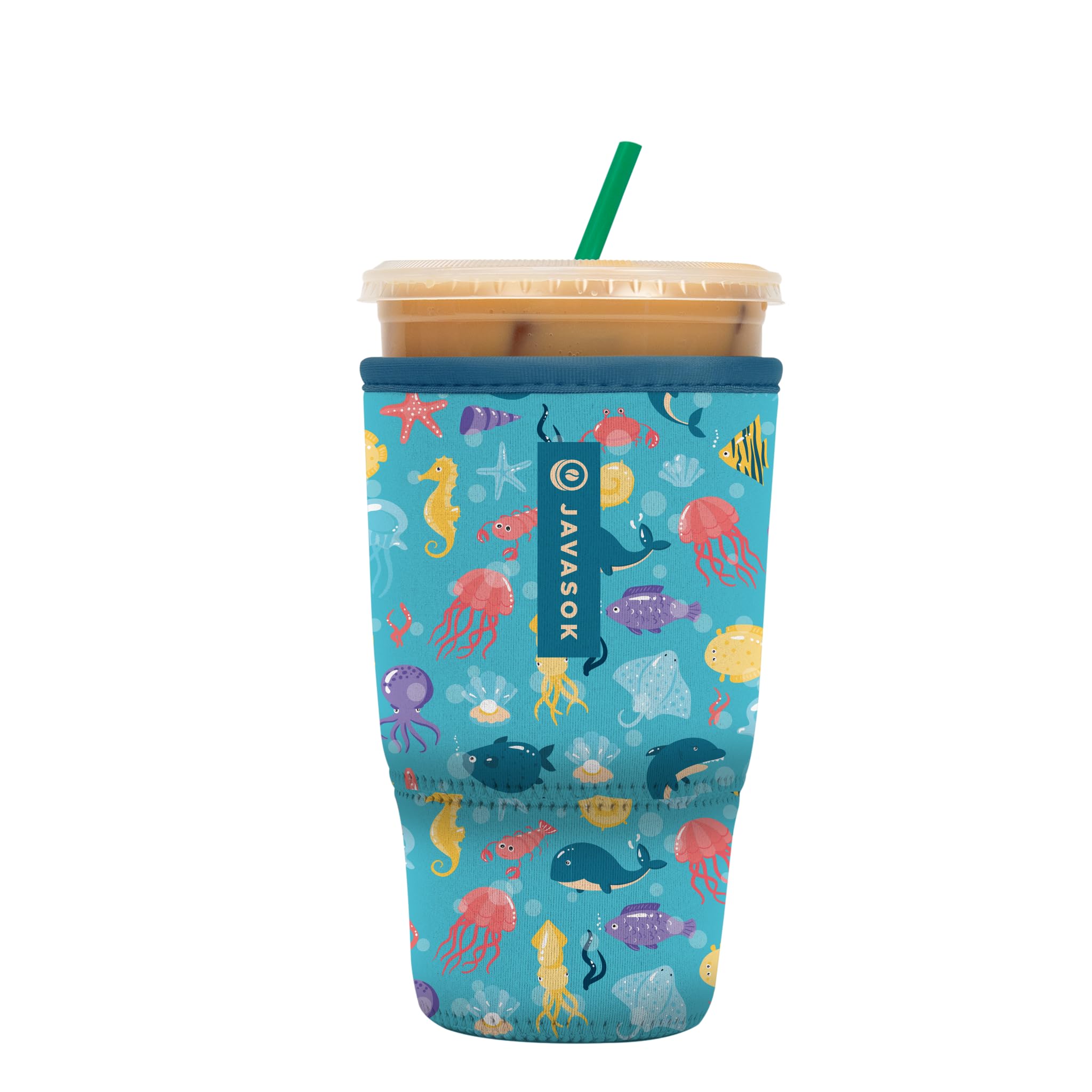 Sok It Java Sok Iced Coffee & Cold Soda Insulated Neoprene Cup Sleeve (Underwater Adventures, Large: 30-32oz)