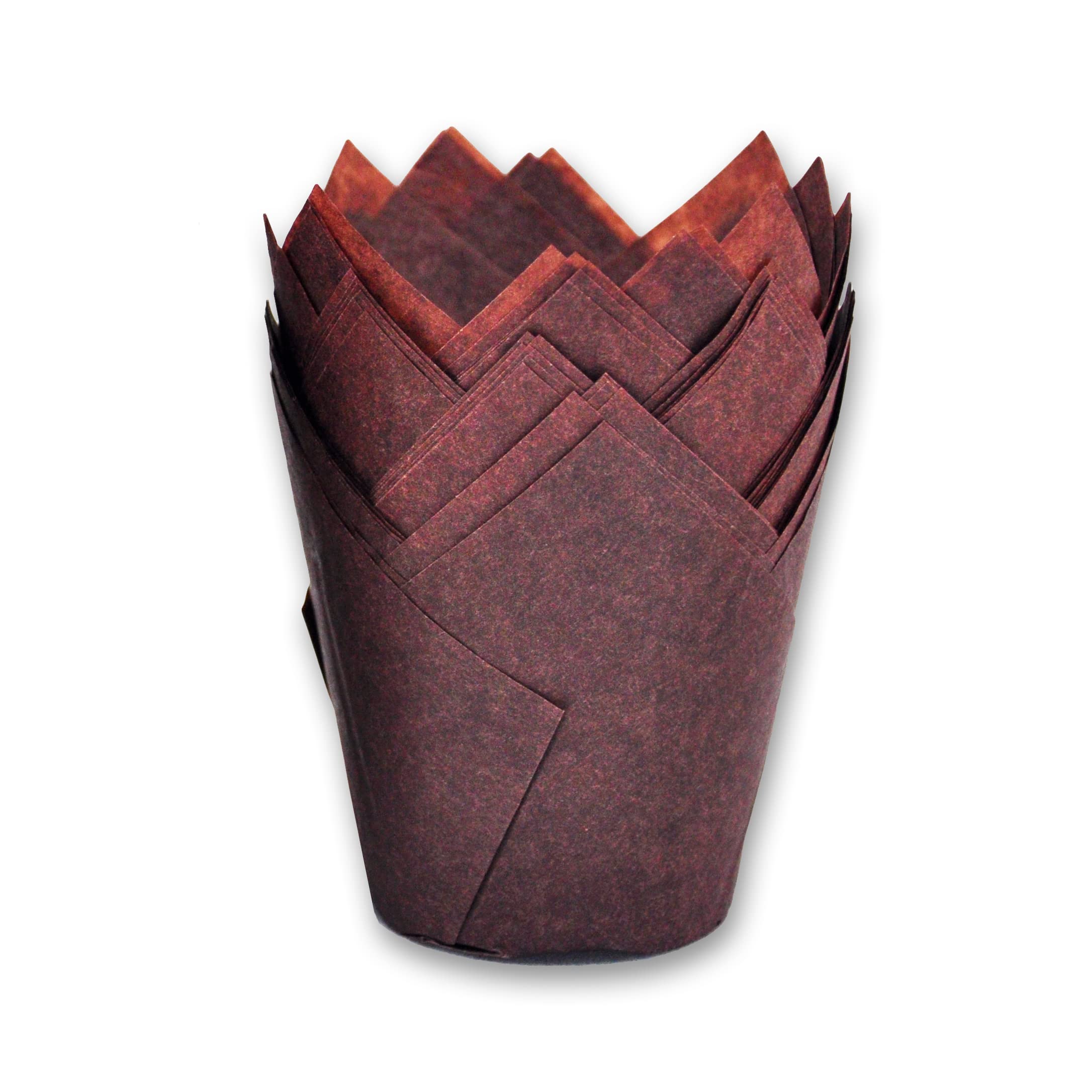 Mybakning Large Size Brown Tulip Baking Cups 2-1/4''(Base Diameter) X 4''(Wall Height) Greaseproof Paper Baking Cupcake Muffin L