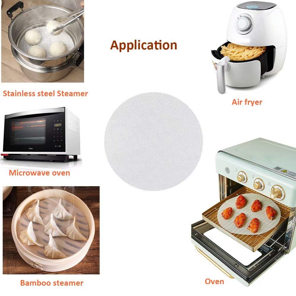 Melostu Reusable Silicone Steamer Mat, 10 inch, Non-stick, Double Side, Easy to Clean, Round, 6 Pack, White