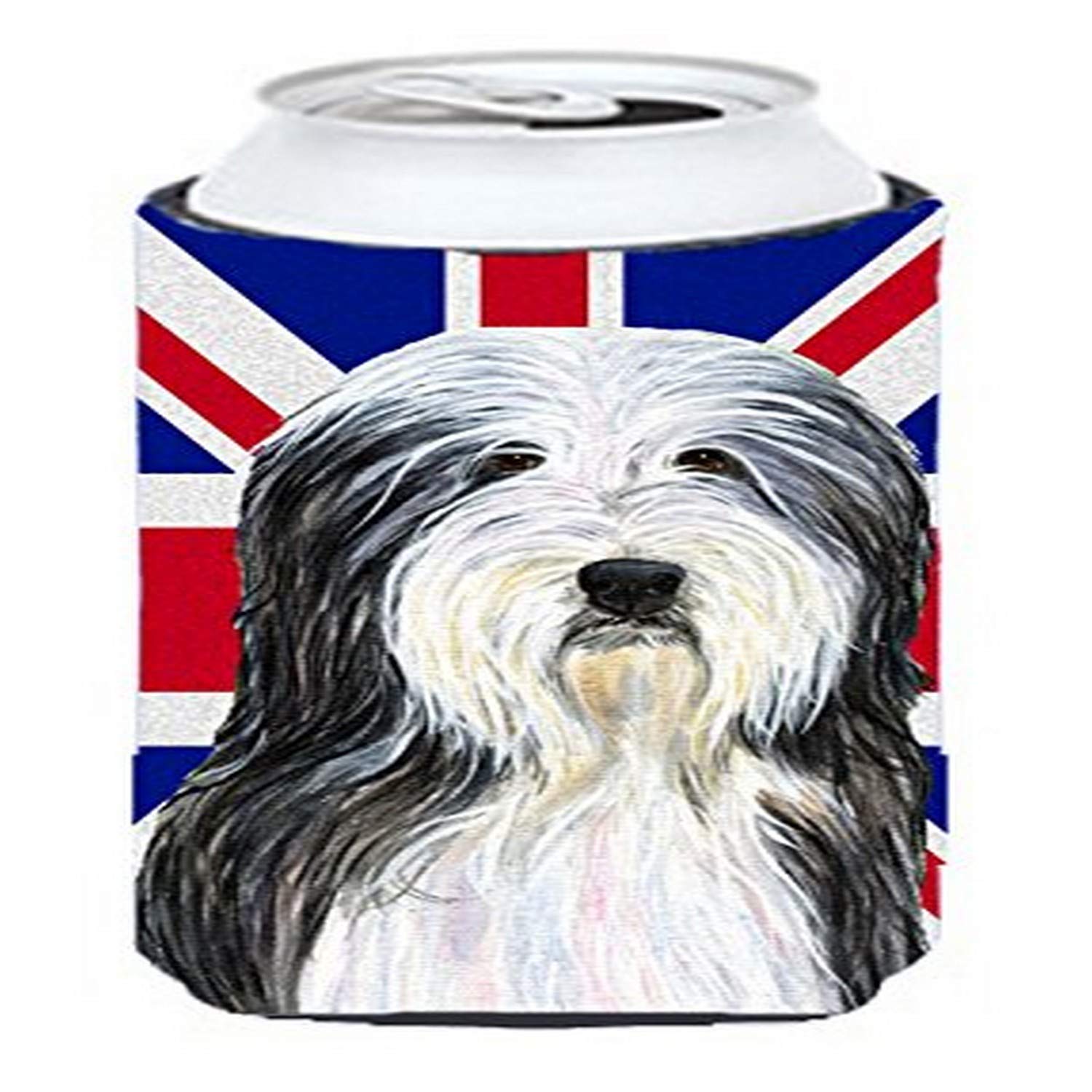Caroline'S Treasures Ss4939Tbc Bearded Collie With English Union Jack British Flag Tall Boy Hugger Can Cooler Sleeve Hugger Mach