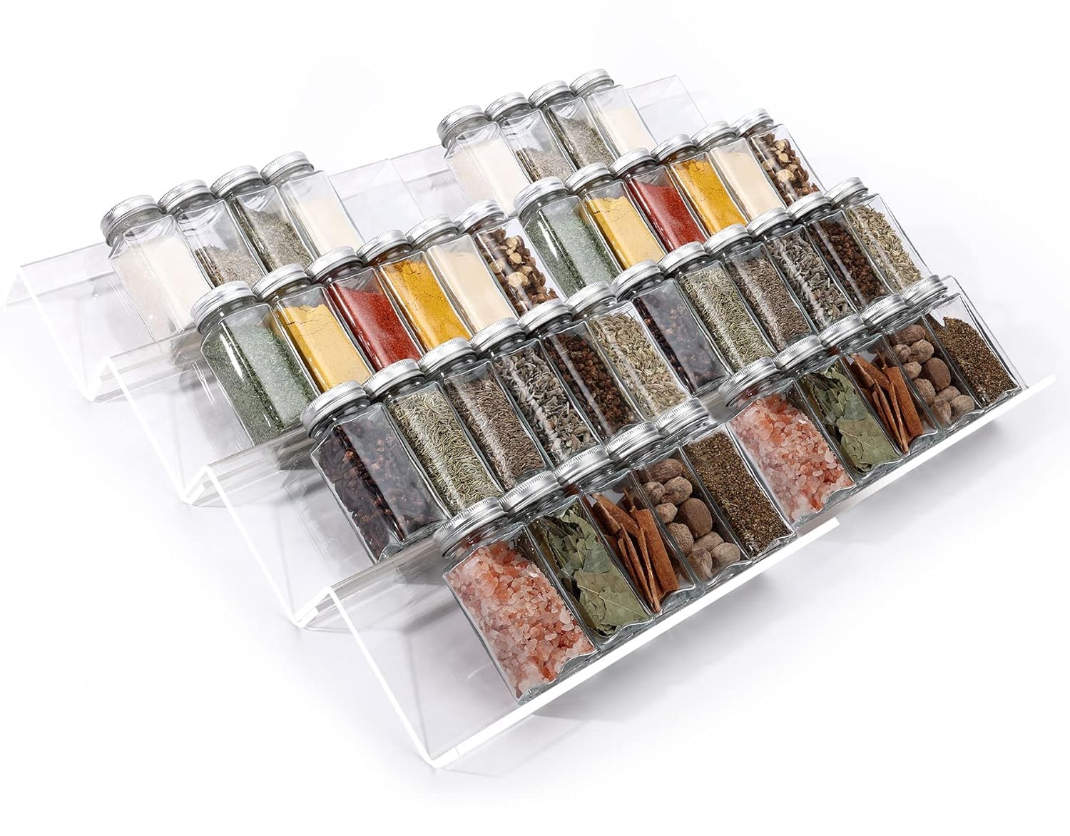 Inllex Acrylic Spice Rack Tray, Spice Rack Drawer Organizer Insert For Kitchen Cabinets,Adjustable Spice Drawer Organizer For Ja