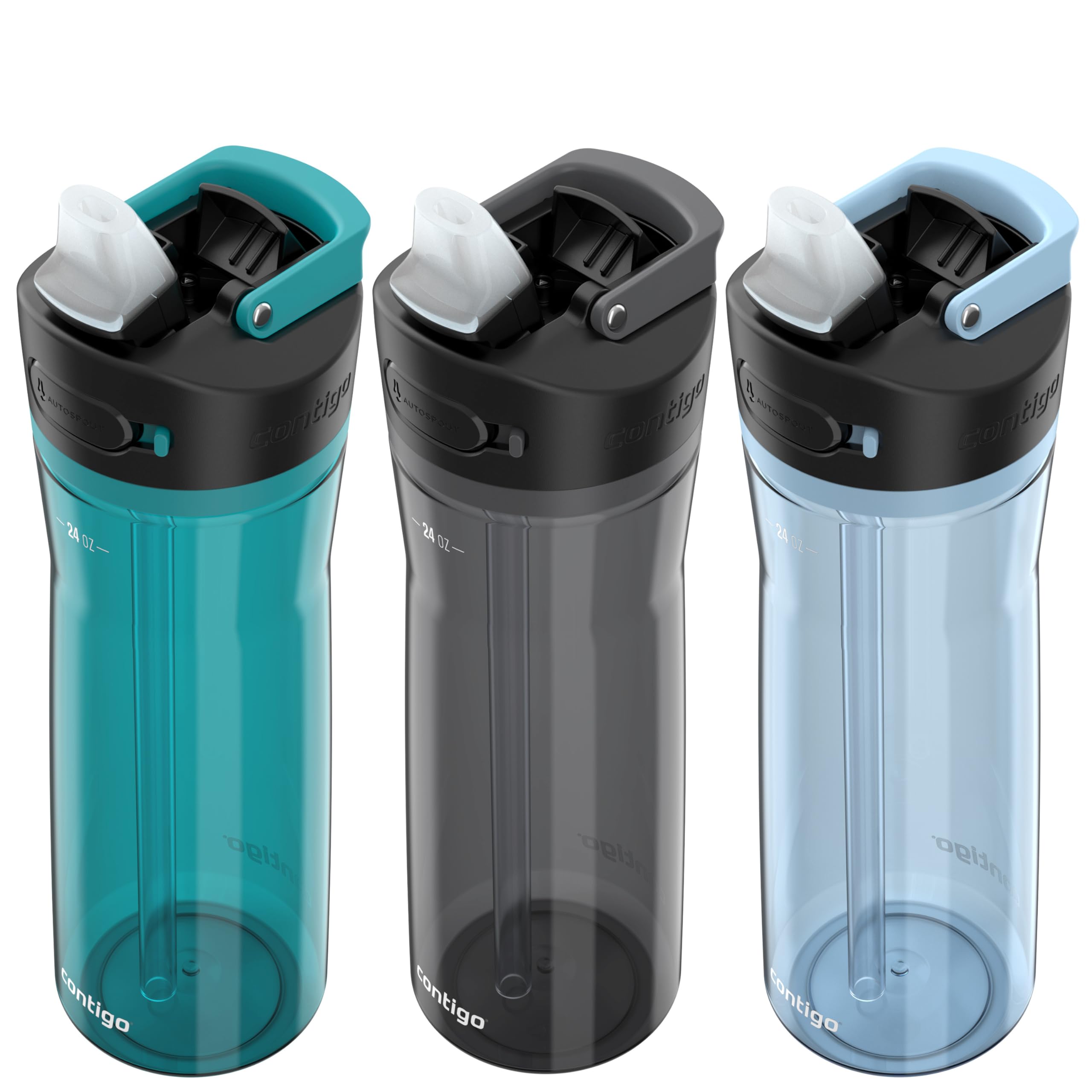 Contigo Ashland 2.0 Autospout Water Bottle, 24 Oz, 3-Pack