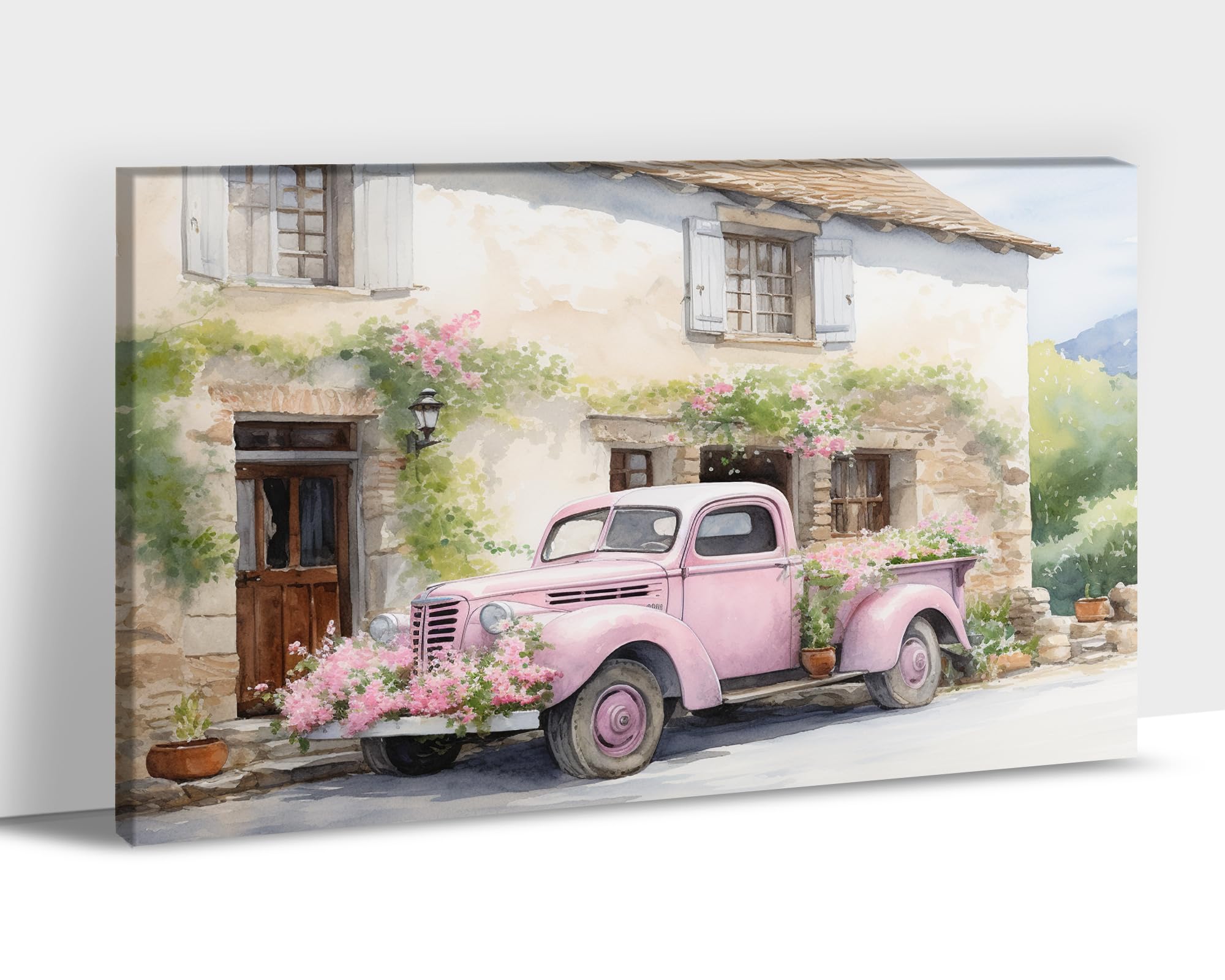 Farmhouse Truck Wall Art, Farmhouse Canvas Wall Art, Farm Street Picture Wall Art, Country Antique Pickup Truck Canvas Prints, P