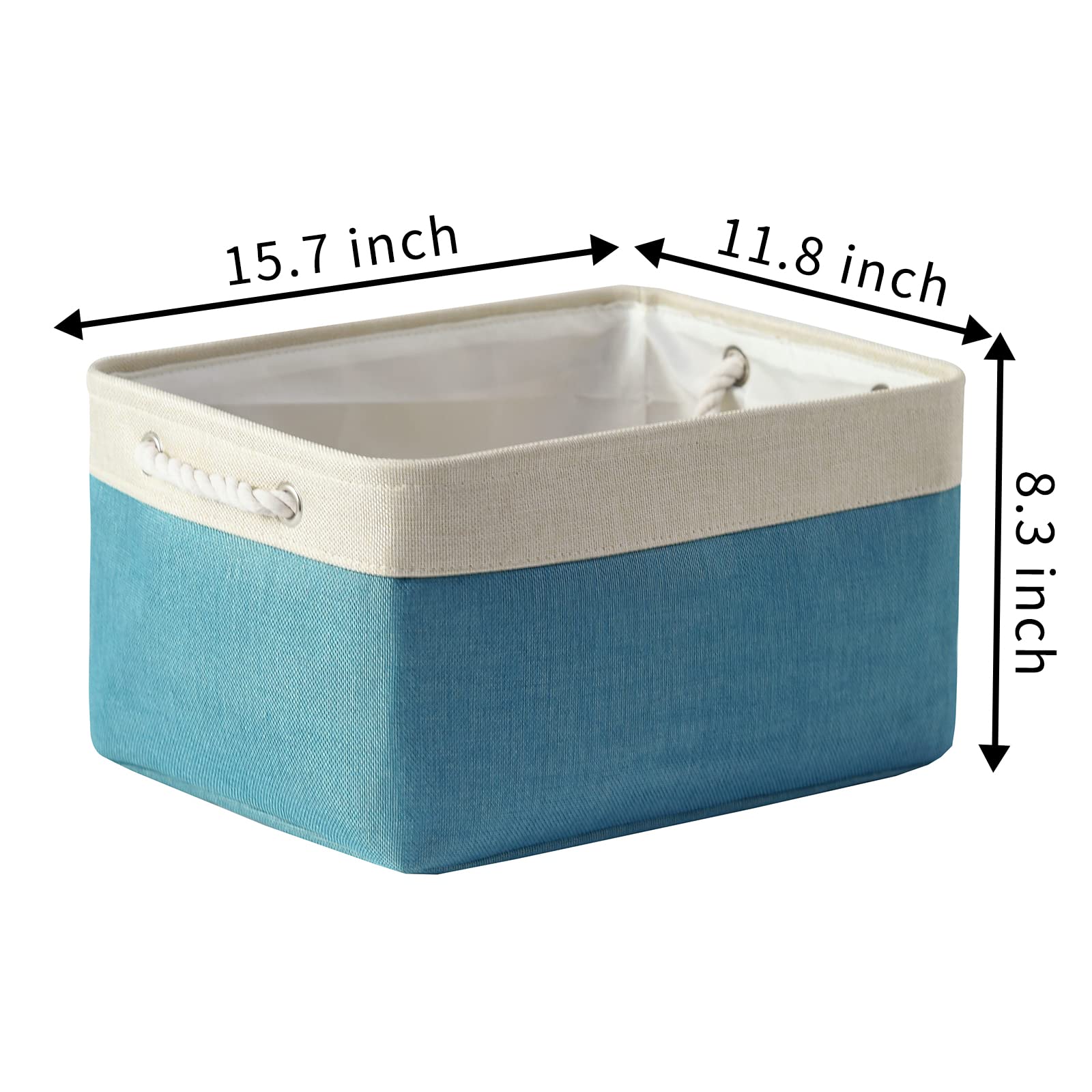 TcaFmac Storage Basket for Organizing - Large 4 Pack Fabric Storage Bins Baskets for Shelves with Ropes  Collapsible Storage Cubes for Closet Cloth Toy Organizer(White & Green16x12x8 inch)