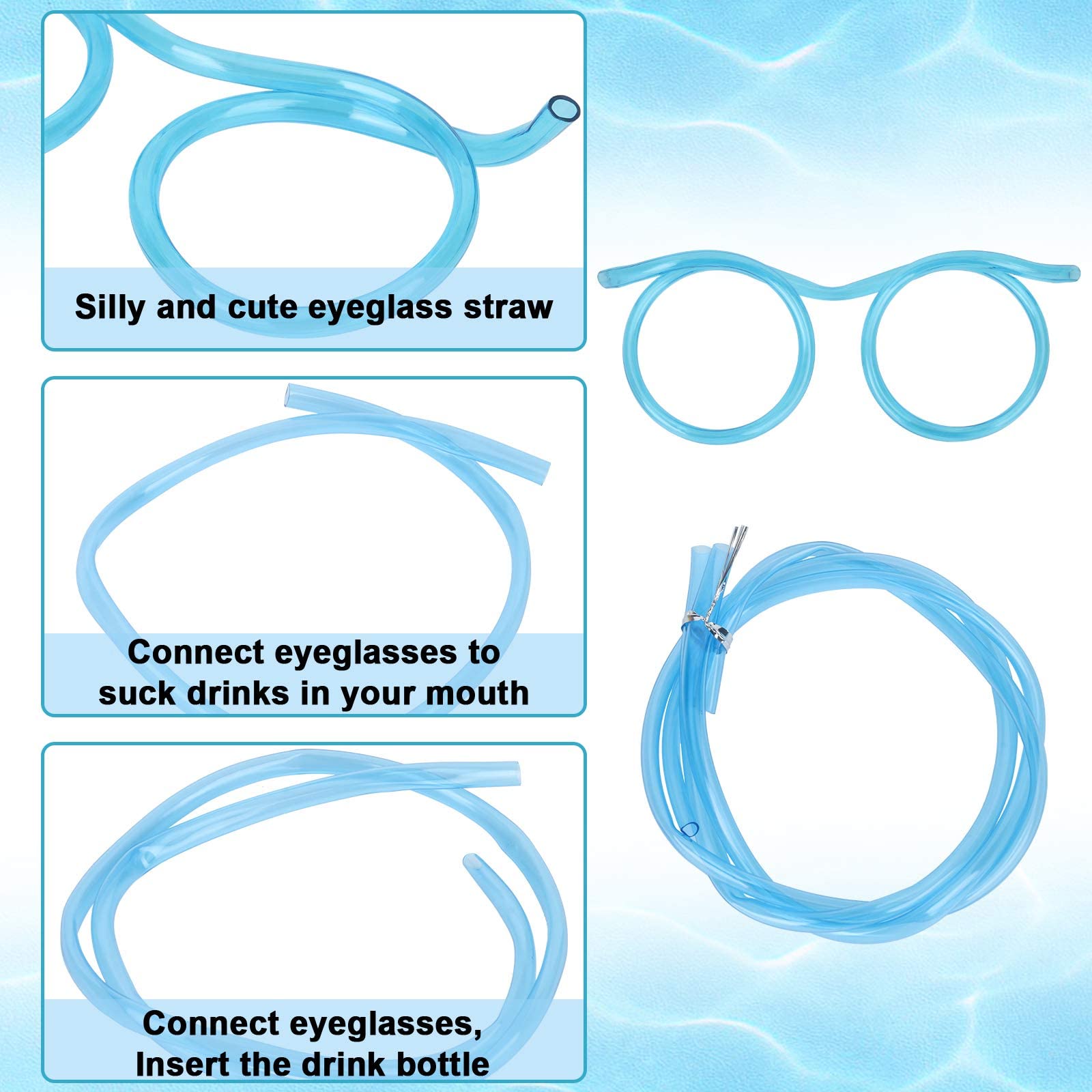 8Pcs Silly Straw Glasses, Reusable Fun Loop Drinking Straw Eye Glasses, Novelty Eyeglasses Straw For Party Annual Meeting Partie