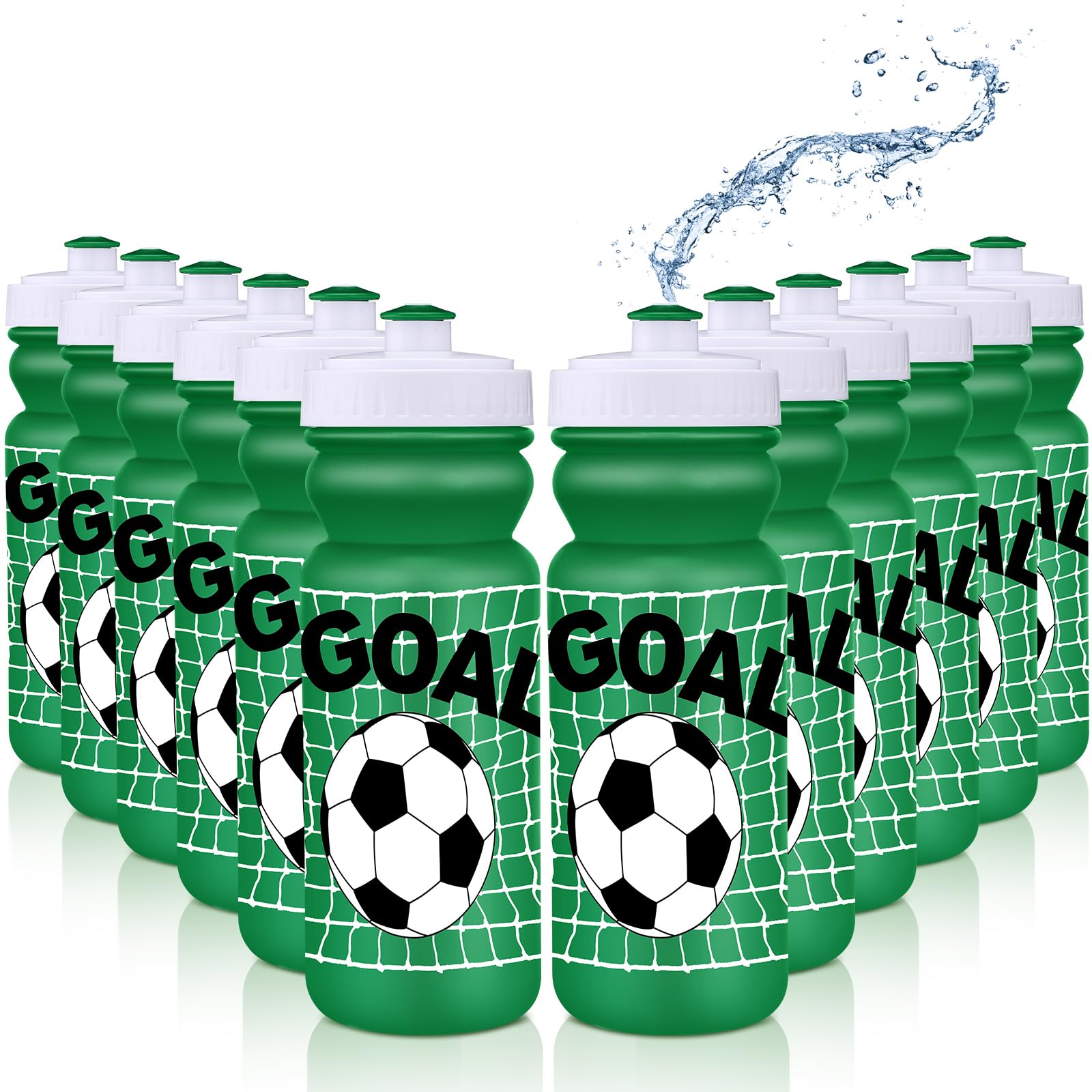 Nitial 12 Pack Soccer Water Bottles Bulk 20 oz Reusable Squeeze Water Bottles Plastic Sports Bottle with Pull Top Cap Sports Gif