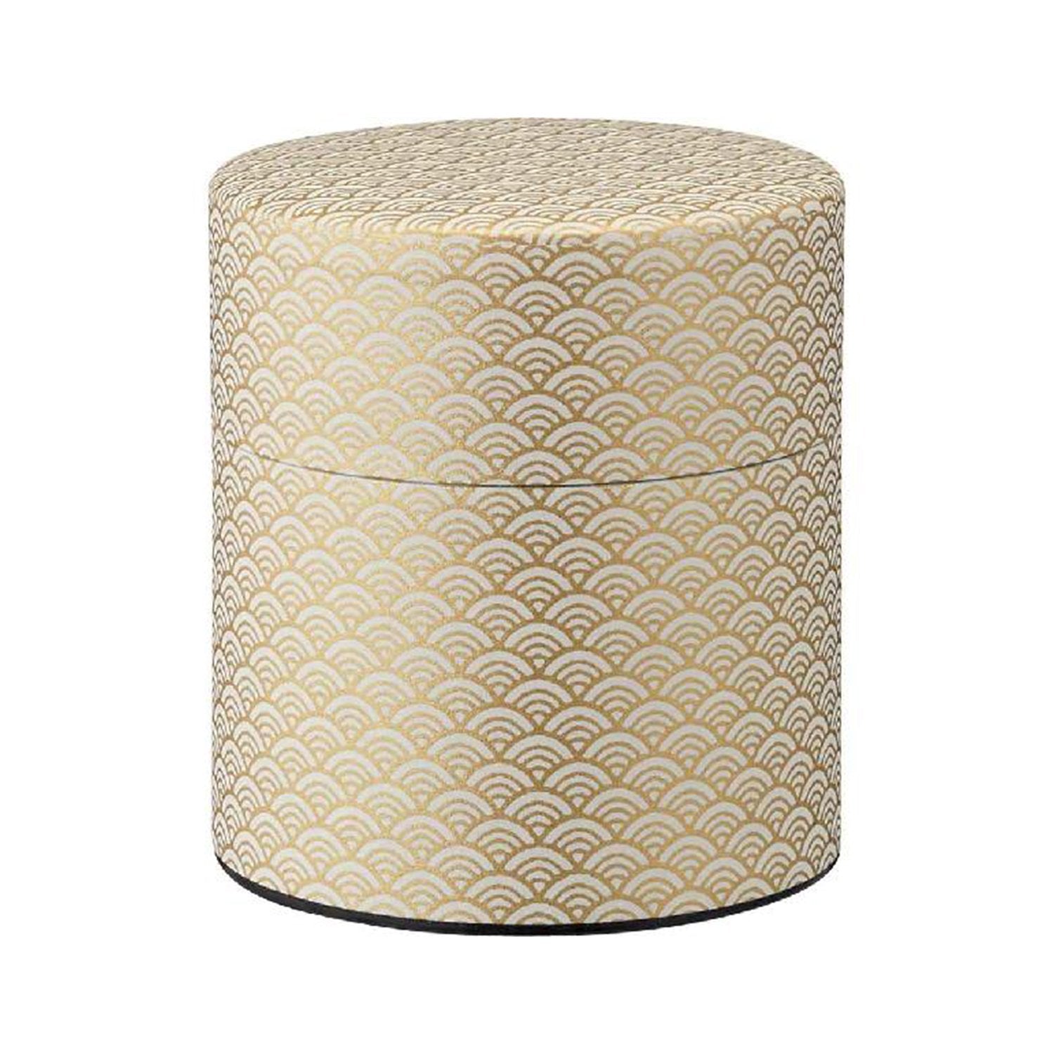 Kotodo Washi Paper Tea Tin Canister: Wide 3.5Oz (100G) Purple And Gold Flower & Ivy (#80), Japan