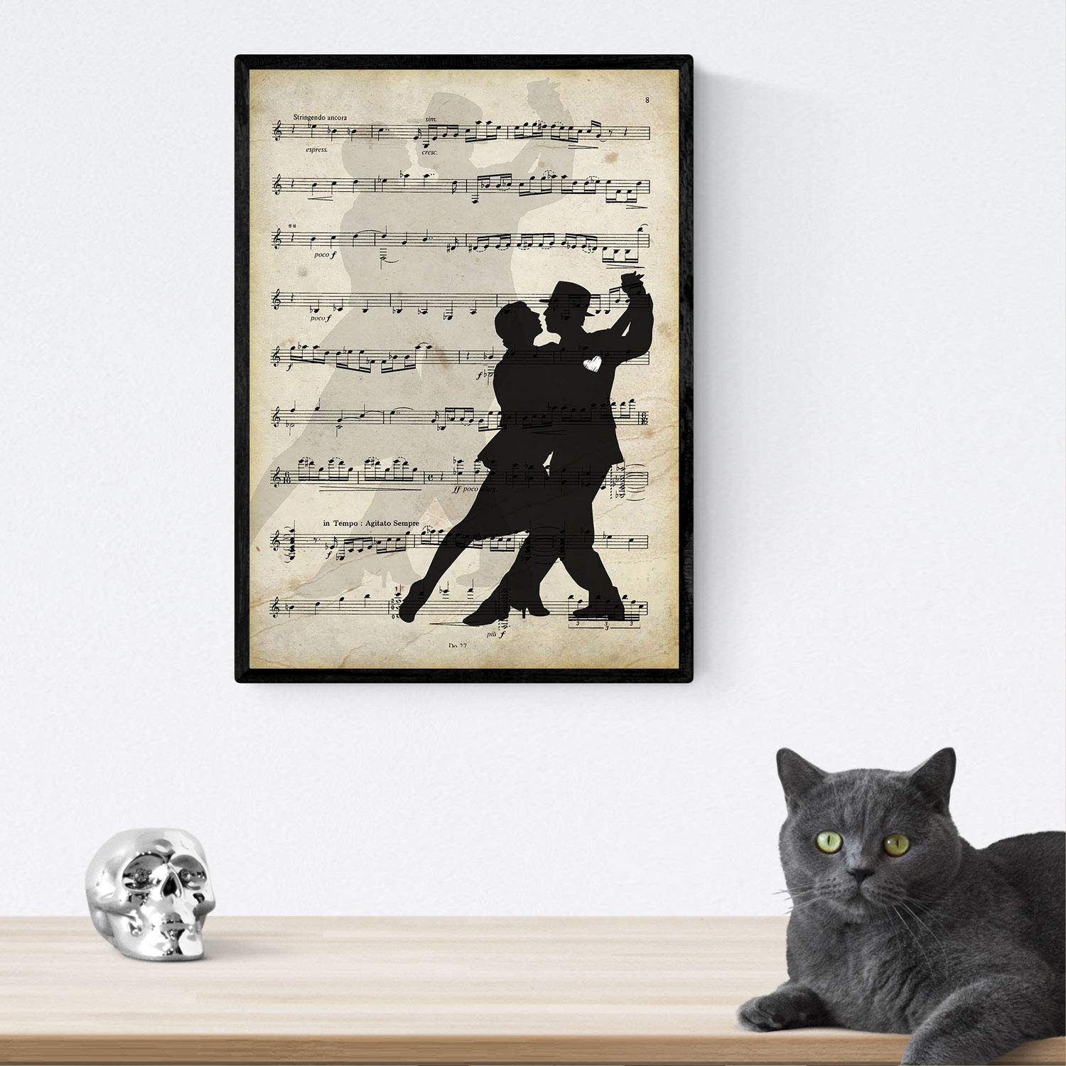 Nacnic Poster Couple Dancing Tango. Sheets Of Images With Sheet Music. Music Design For The Home. 8'X11' Size