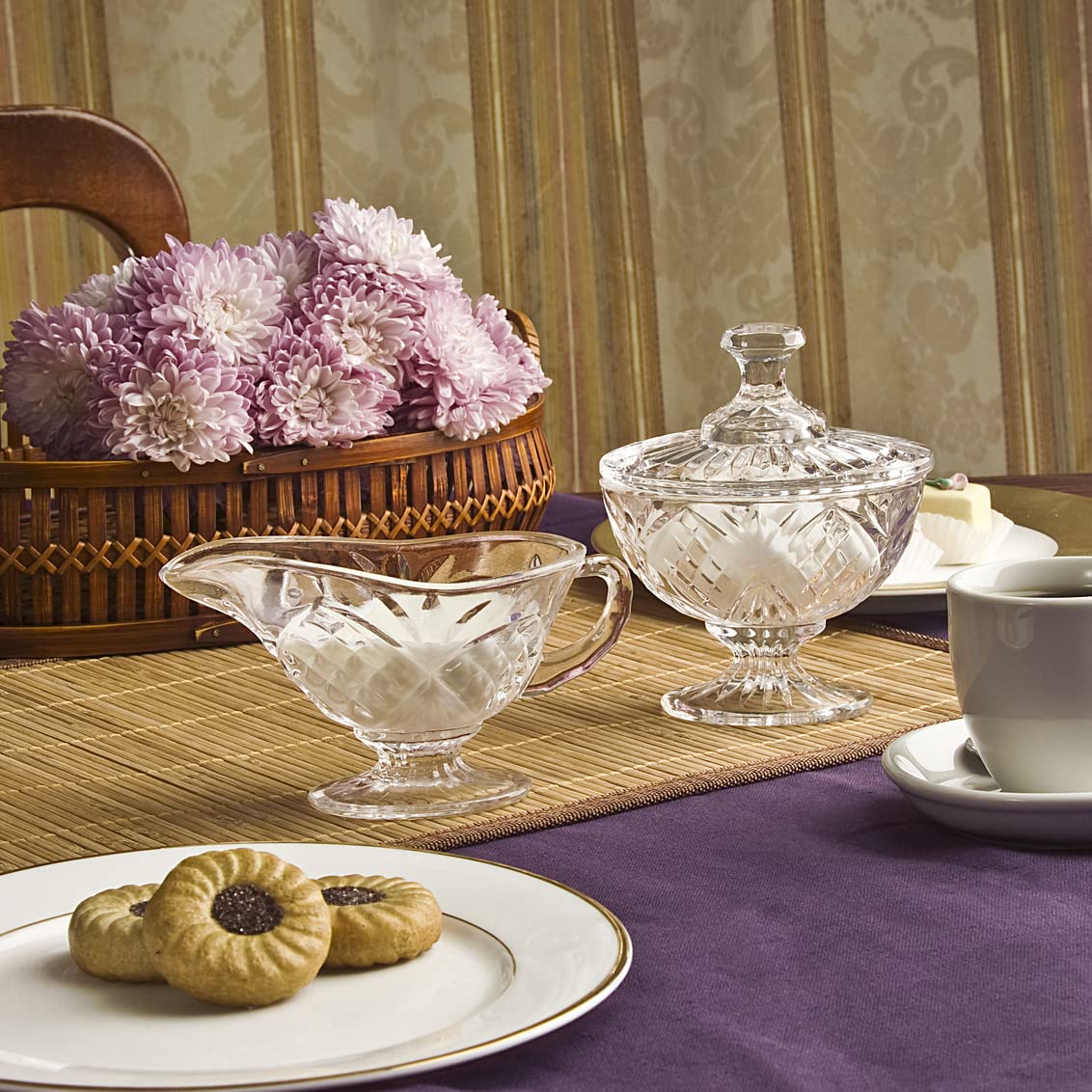 Godinger Dublin Sugar and Creamer Set  Clear