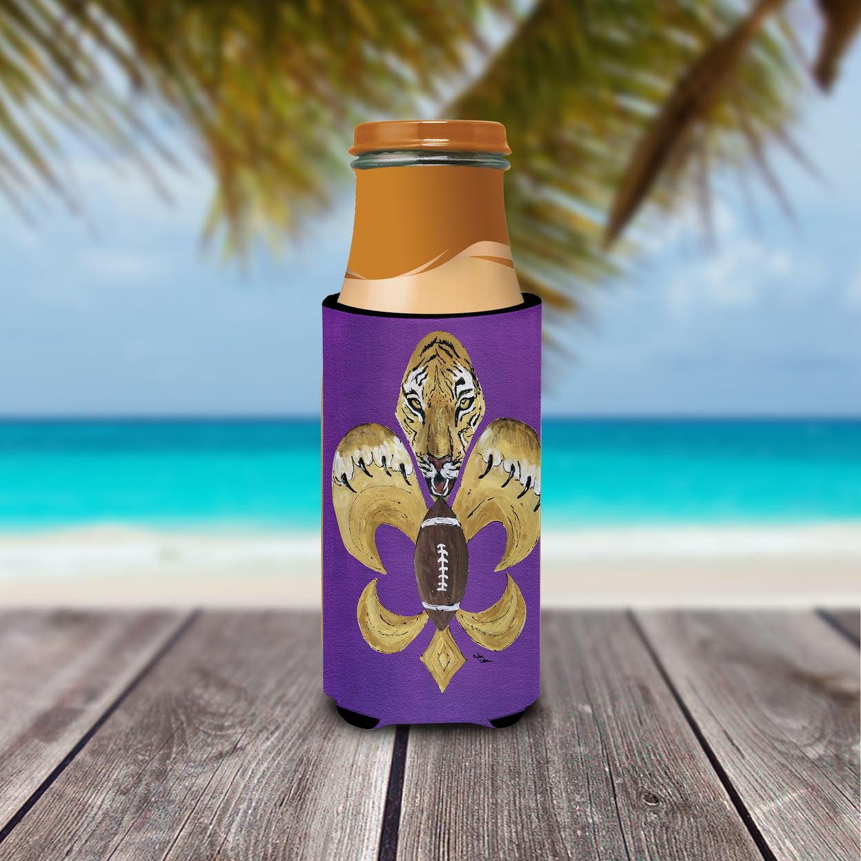 Tiger Football Fleur de lis Ultra Beverage Insulators for slim cans 8205MUK